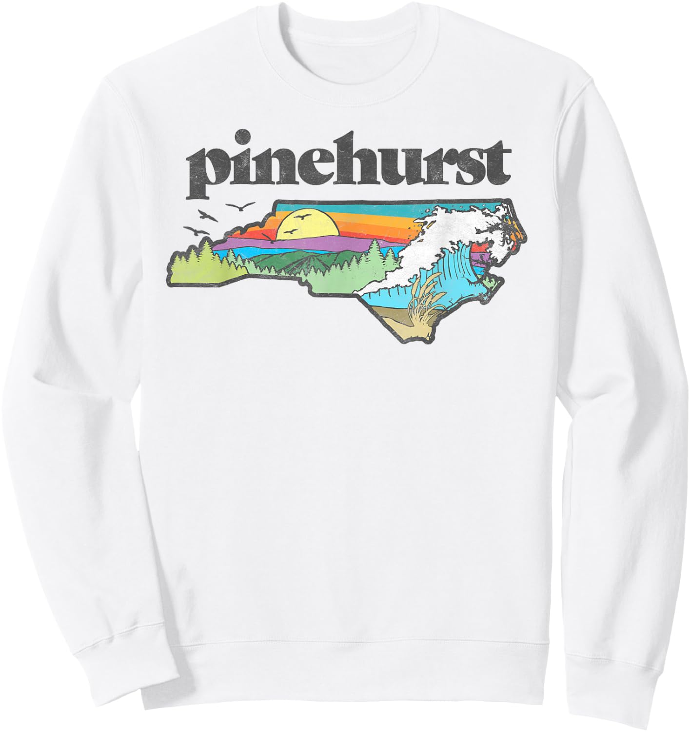 Pinehurst North Carolina Outdoors Retro Nature Sweatshirt - Sweatshirt | White
