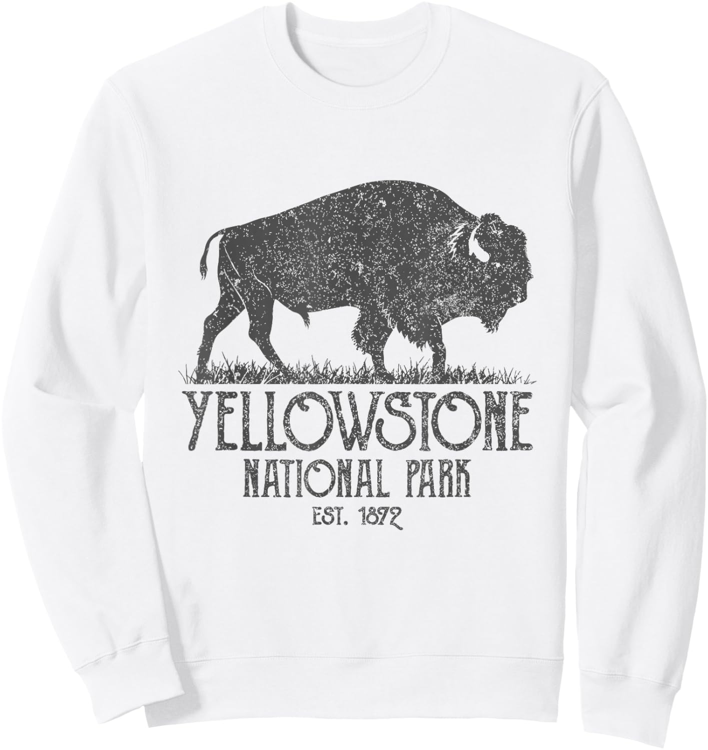 Vintage Yellowstone National Park Bison Buffalo Sweatshirt - Sweatshirt | White