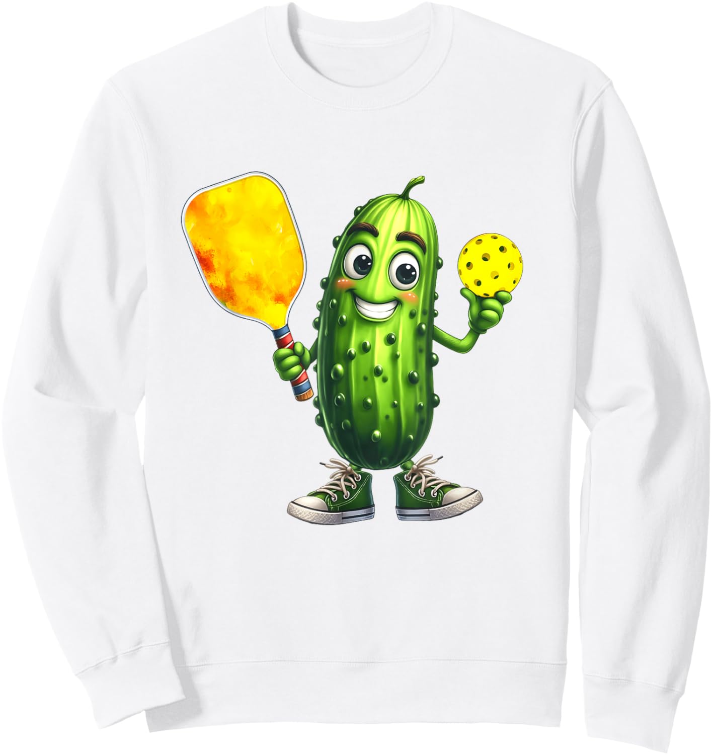 Best Pickle Art Women Kids Dill Pickle Ball Novelty Sweatshirt - Sweatshirt | White