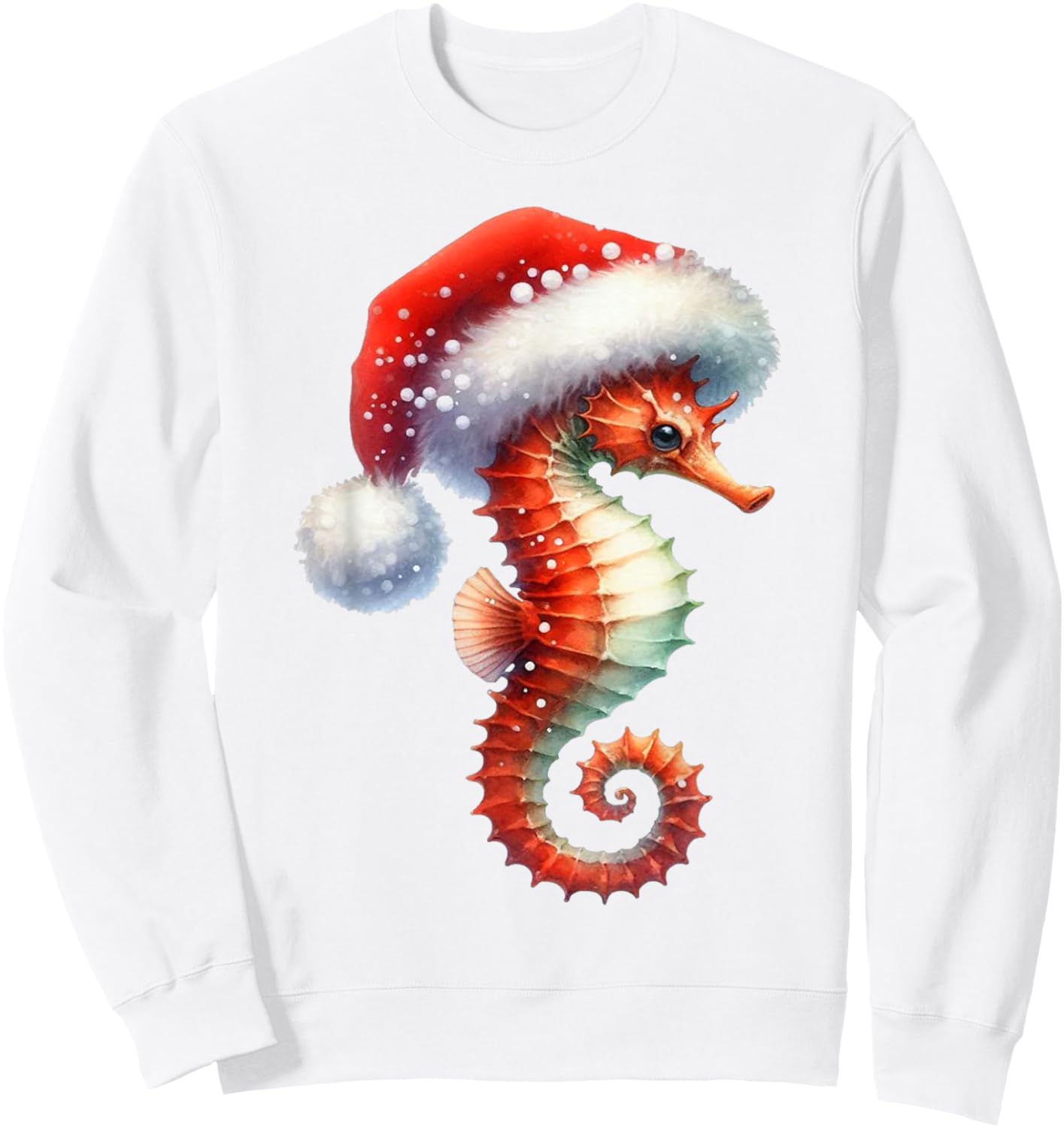 Coastal Christmas Seahorse Beach Holiday Winter Xmas Sweatshirt - Sweatshirt | White