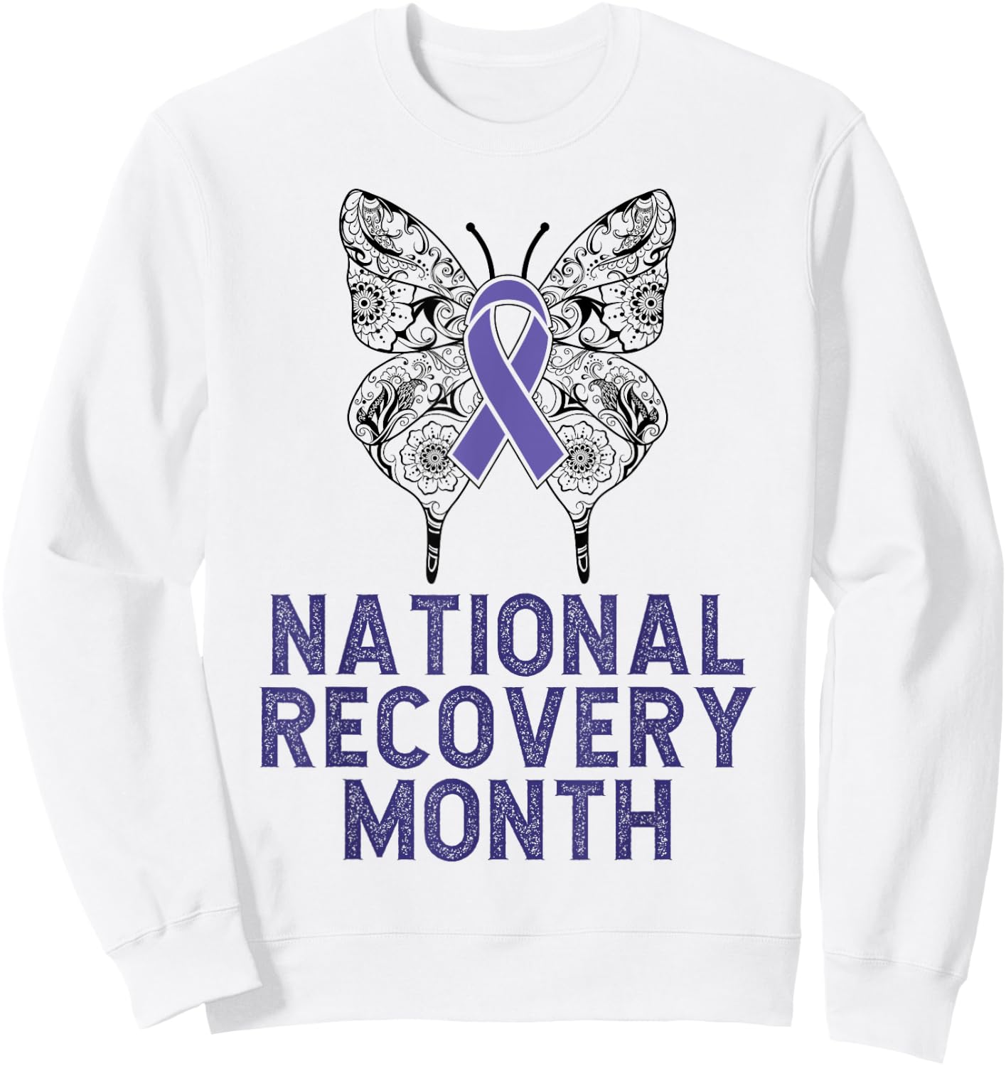 National Recovery month Warrior Addiction Recovery Awareness Sweatshirt - Sweatshirt | White