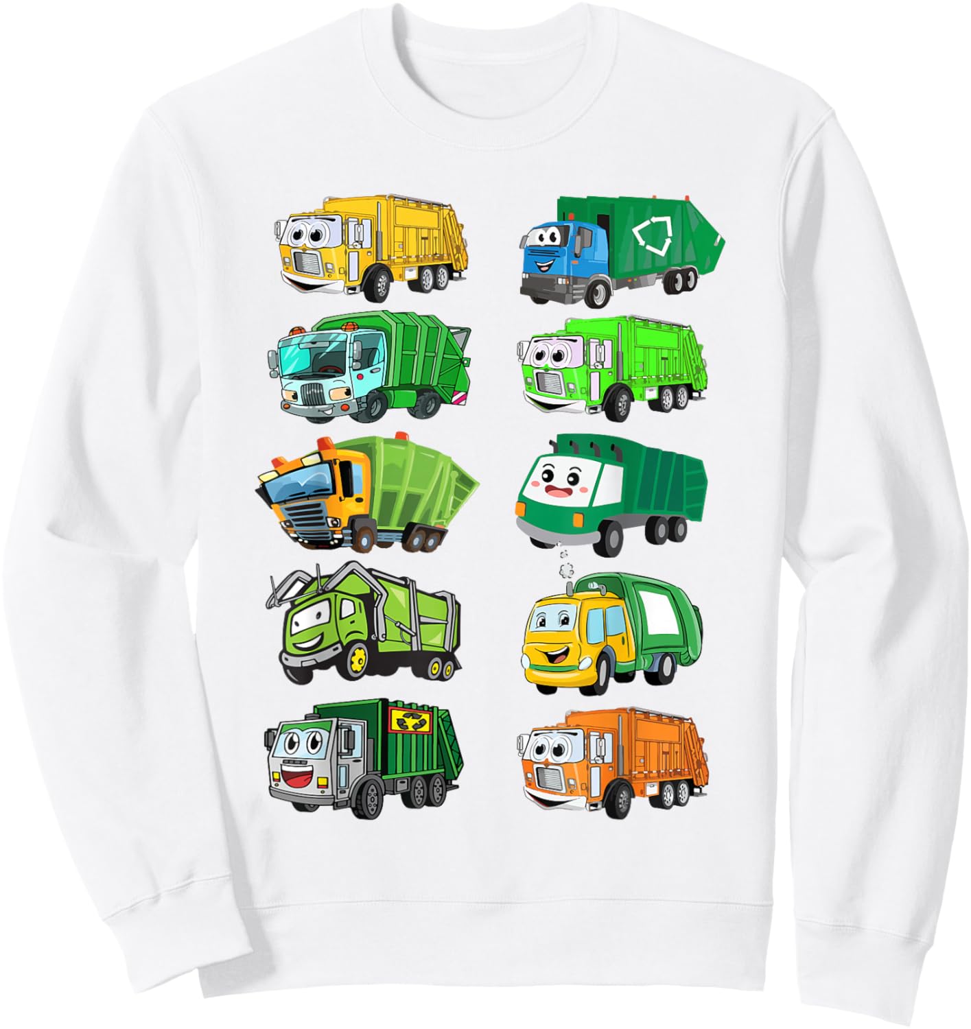 Toddler Boy Types of Garbage Truck Shirt Kids Trash Truck Sweatshirt - Sweatshirt | White
