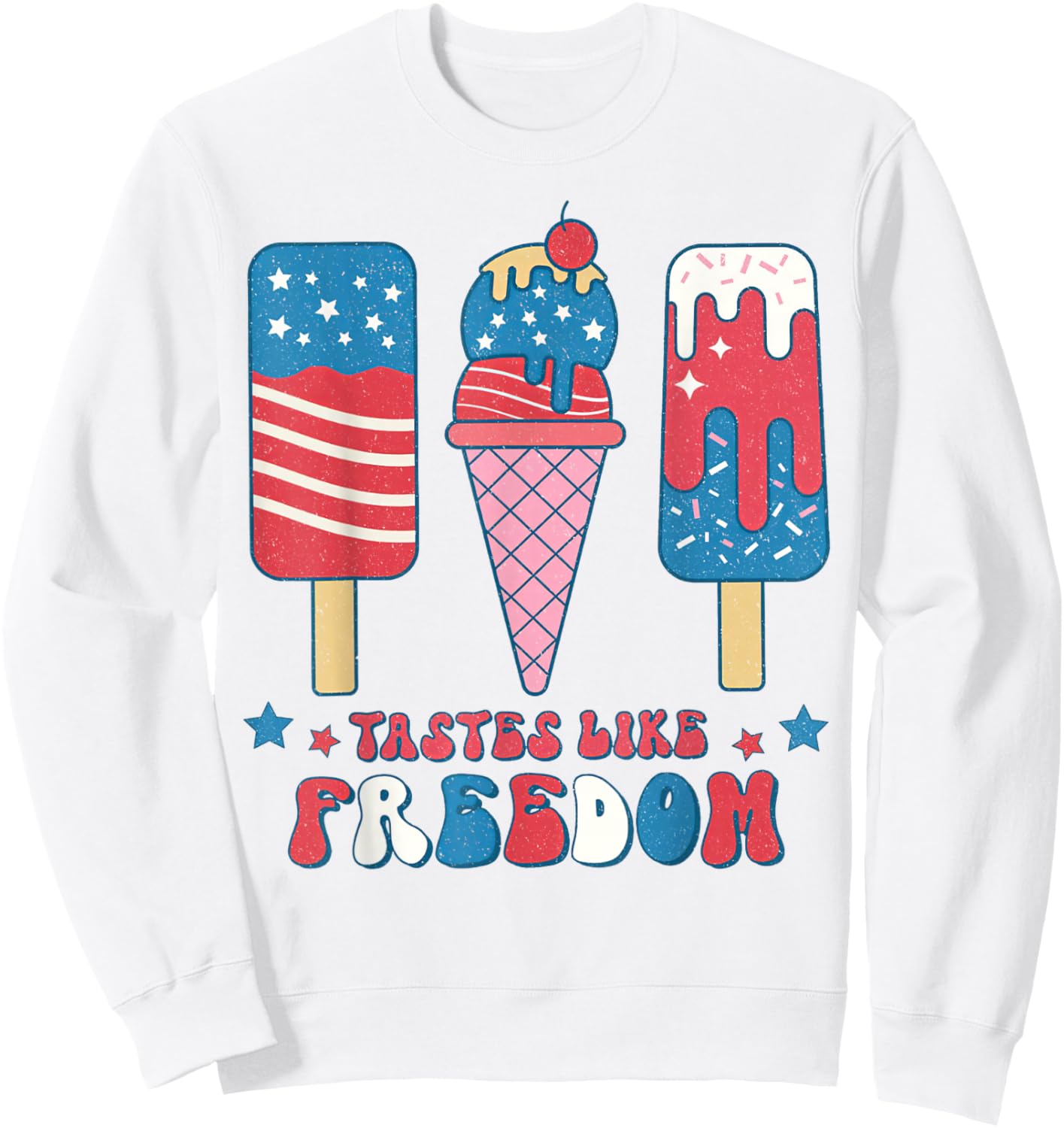 Taste Like Freedom 4th Of July Ice Cream Popsicle Kids Sweatshirt - Sweatshirt | White