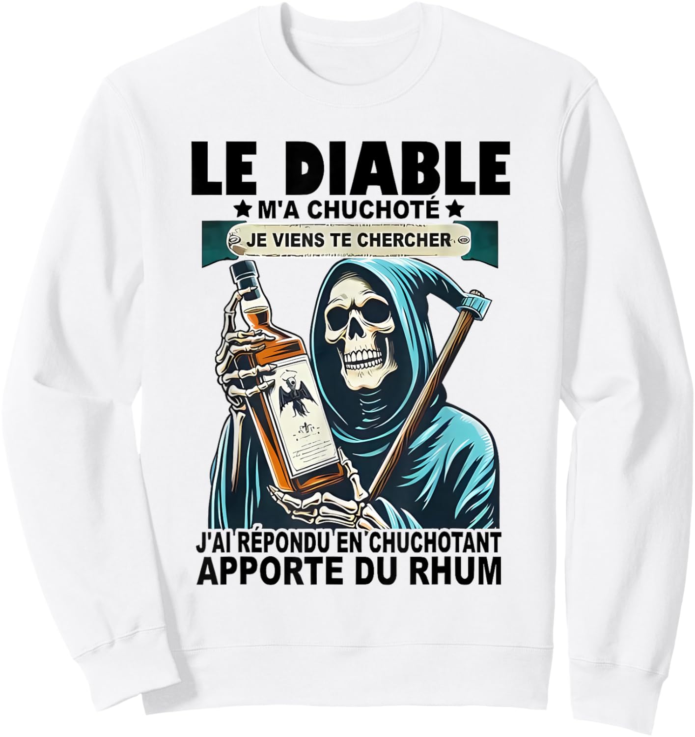 le diable a whisper je viens vous vous vous répondu , grey, S Sweatshirt - Sweatshirt | White