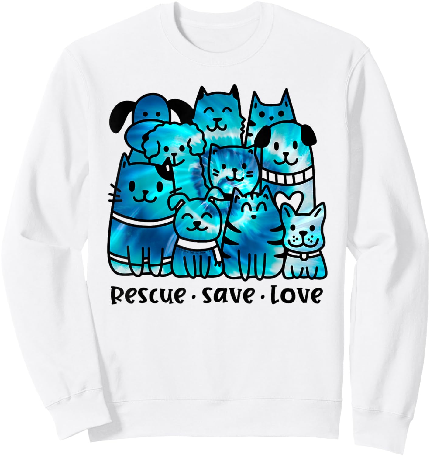 Rescue Save Love Cute Tie Dye Animal Rescue Dog Cat Lovers Sweatshirt - Sweatshirt | White