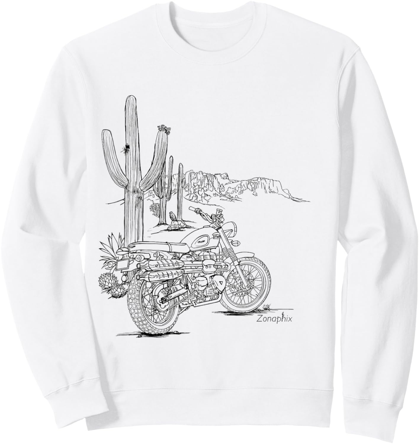 Zonaphix Desert Bike Shirt - Triumph Scrambler - Black Art Sweatshirt - Sweatshirt | White