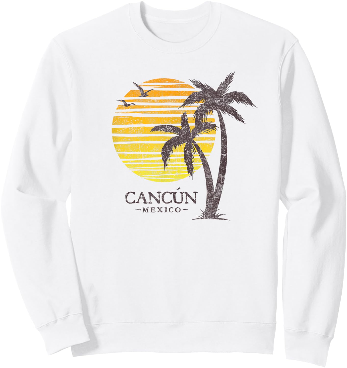Cancun Mexico Souvenir Beach Sunset Vintage Sweatshirt - Sweatshirt | White