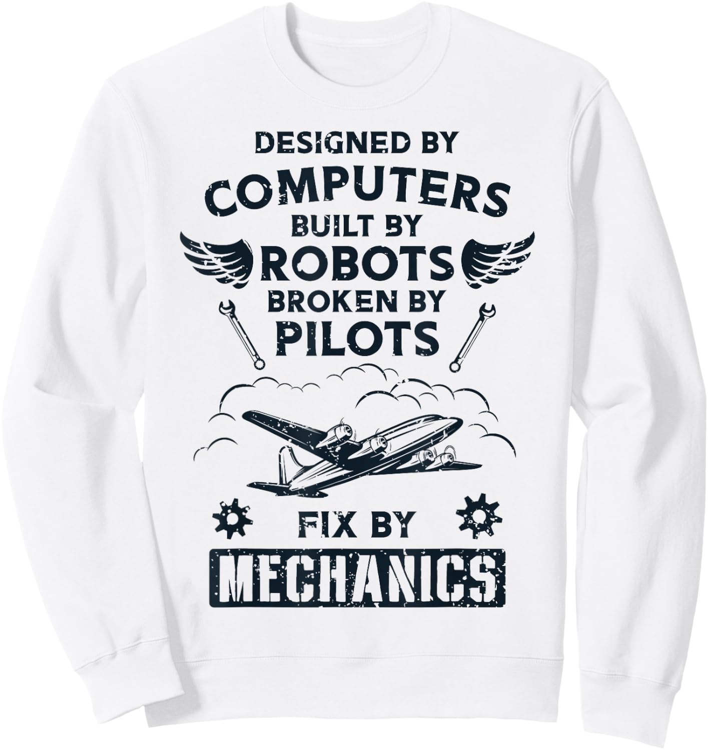 Airplane Pilot Aircraft Mechanic Funny Aviation Gifts Men Sweatshirt - Sweatshirt | White