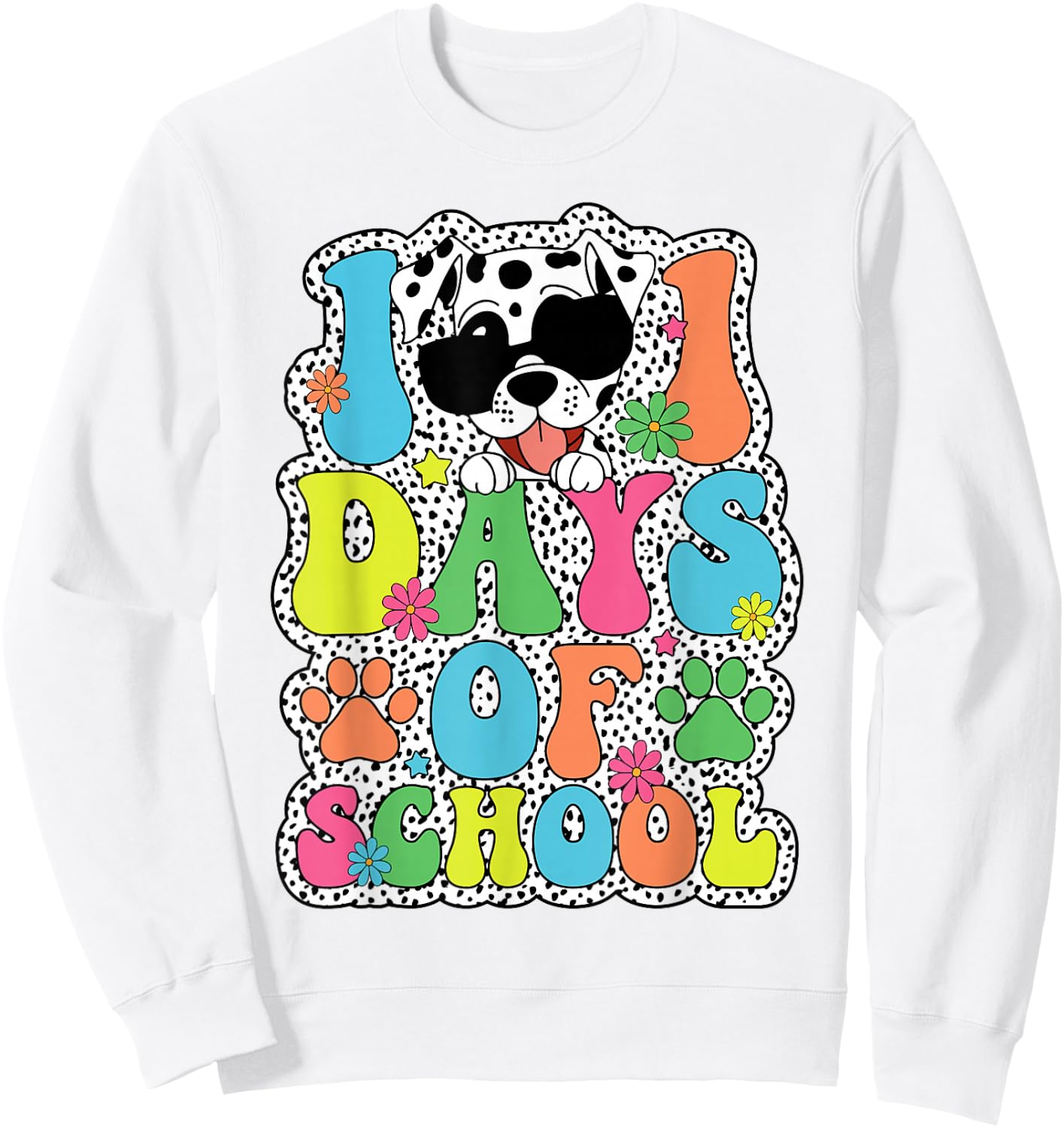 100 Days Of School Dalmatian Dog Boy Kid 100th Day Of School Sweatshirt - Sweatshirt | White