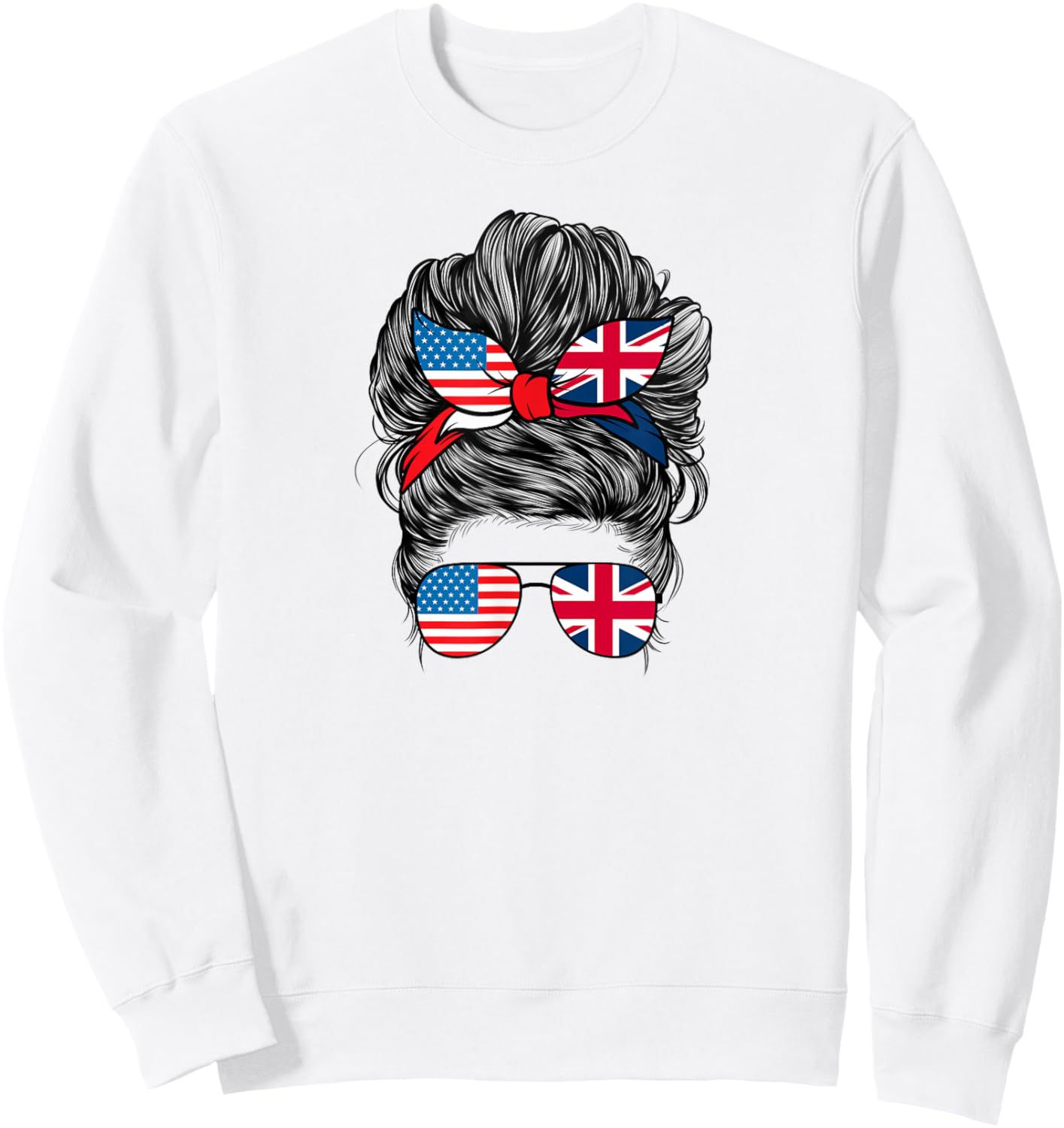 Half American British America Great Britain UK USA Flag Girl Sweatshirt - Sweatshirt | White