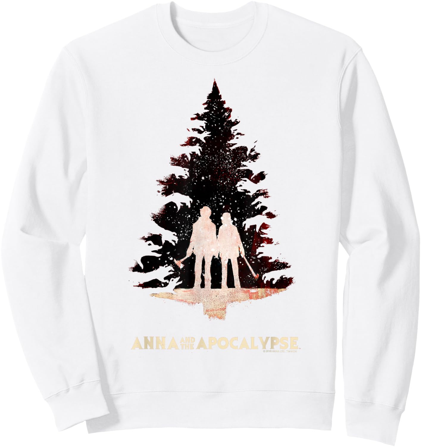 Anna and the Apocalypse Zombie Tree Silhouette Christmas Sweatshirt - Sweatshirt | White