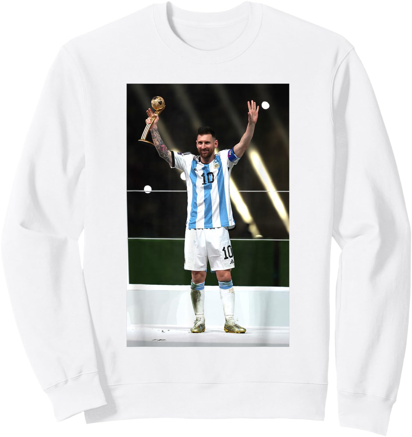 Lionel Messi 5,135.9 cm Katar Weltmeisterschaft Argentinien Sieger Fußball Sweatshirt - Sweatshirt | White
