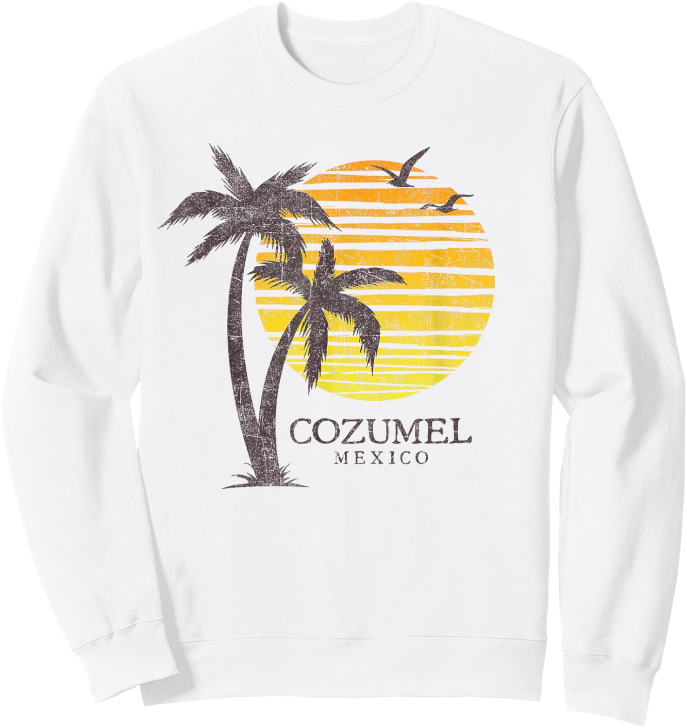 Cozumel Mexico Souvenir Beach Sunset Vintage Sweatshirt - Sweatshirt | White