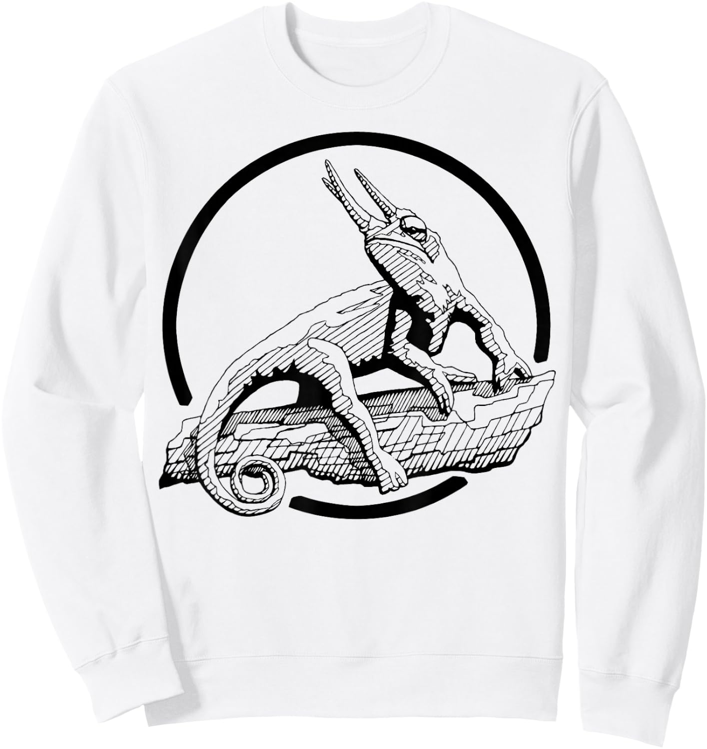 Jackson's Chameleon Three Horned Animal Series Inkomancer Sweatshirt - Sweatshirt | White