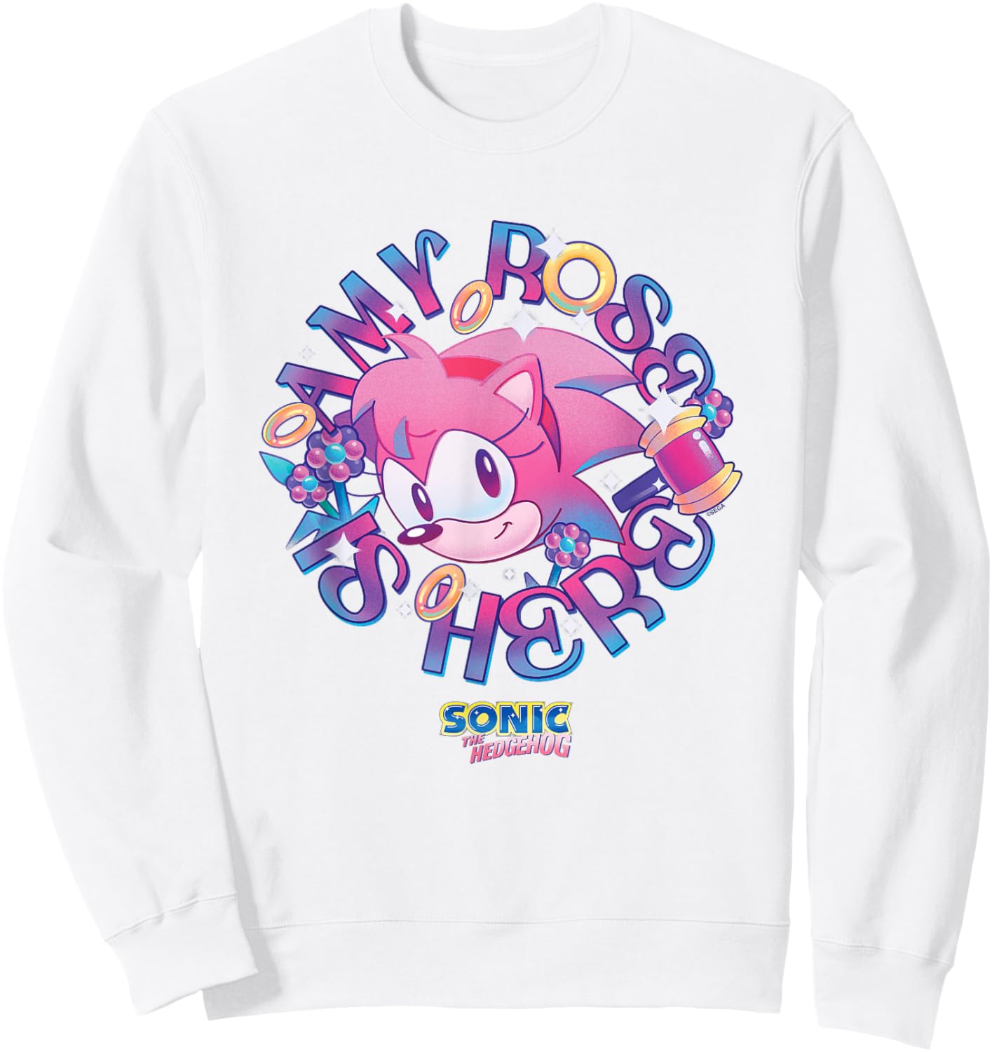 Sonic The Hedgehog Amy Rose Is Here Vintage Face Portrait Sweatshirt - Sweatshirt | White