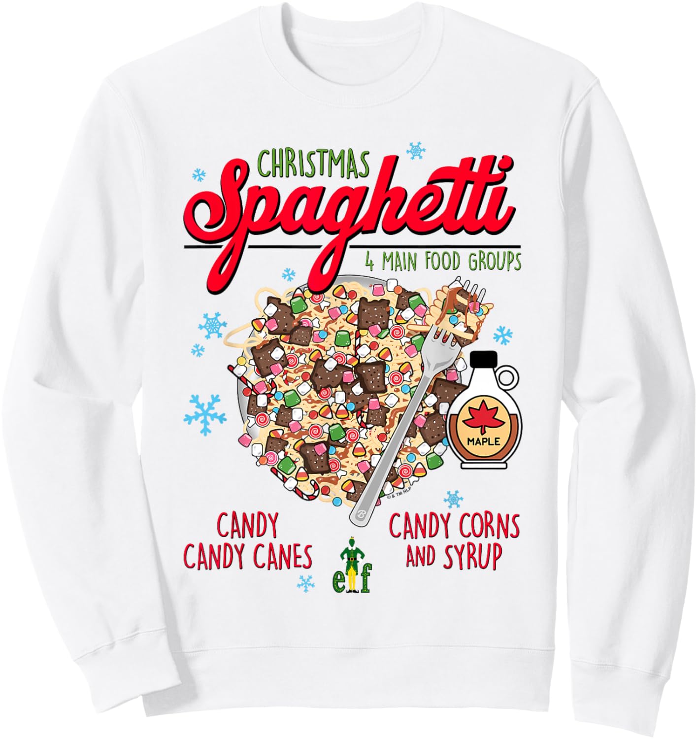 Elf Christmas Spaghetti Sweatshirt - Sweatshirt | White