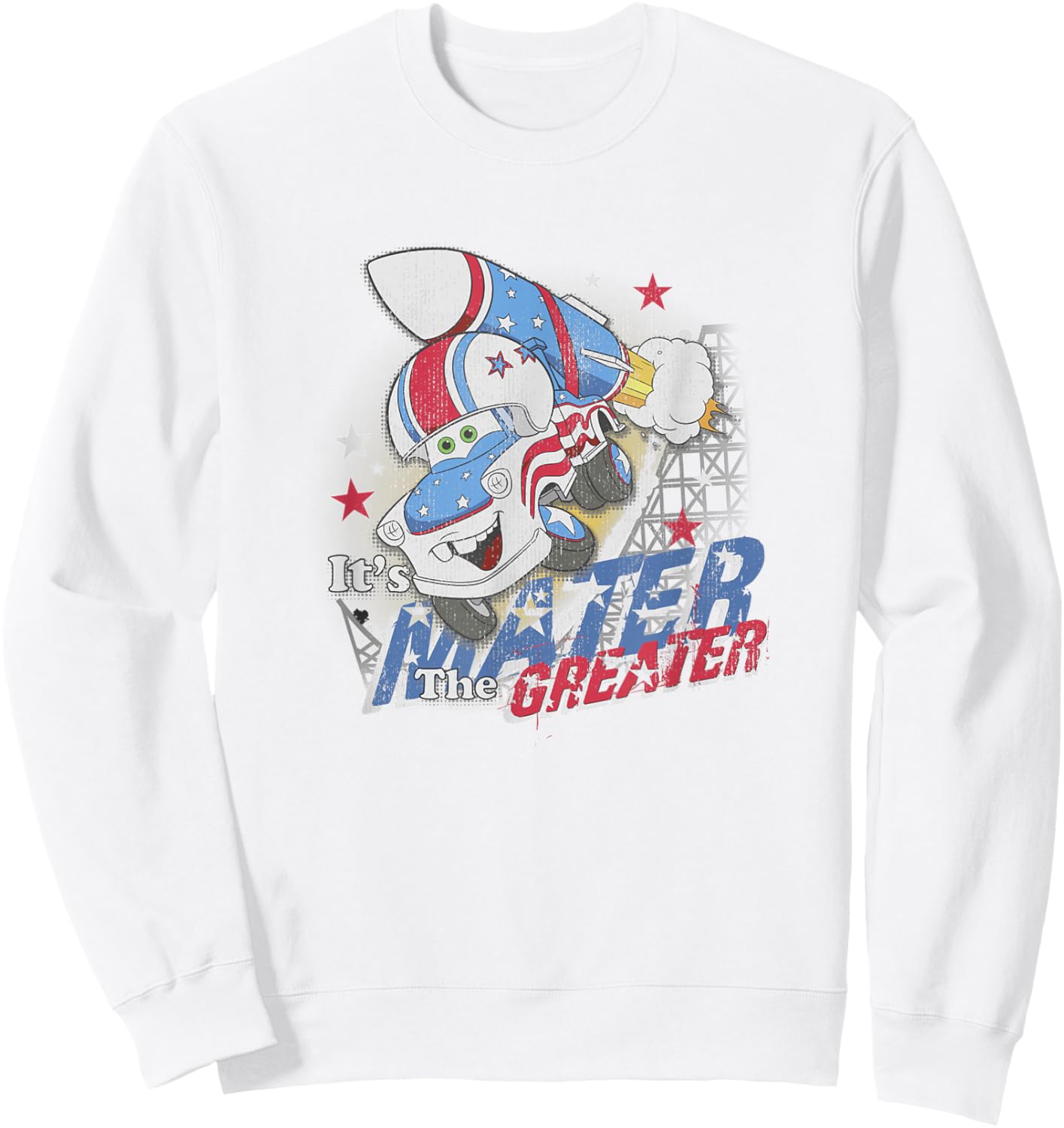 Disney Pixar Cars It's Mater The Greater Stuntman Vintage Sweatshirt - Sweatshirt | White