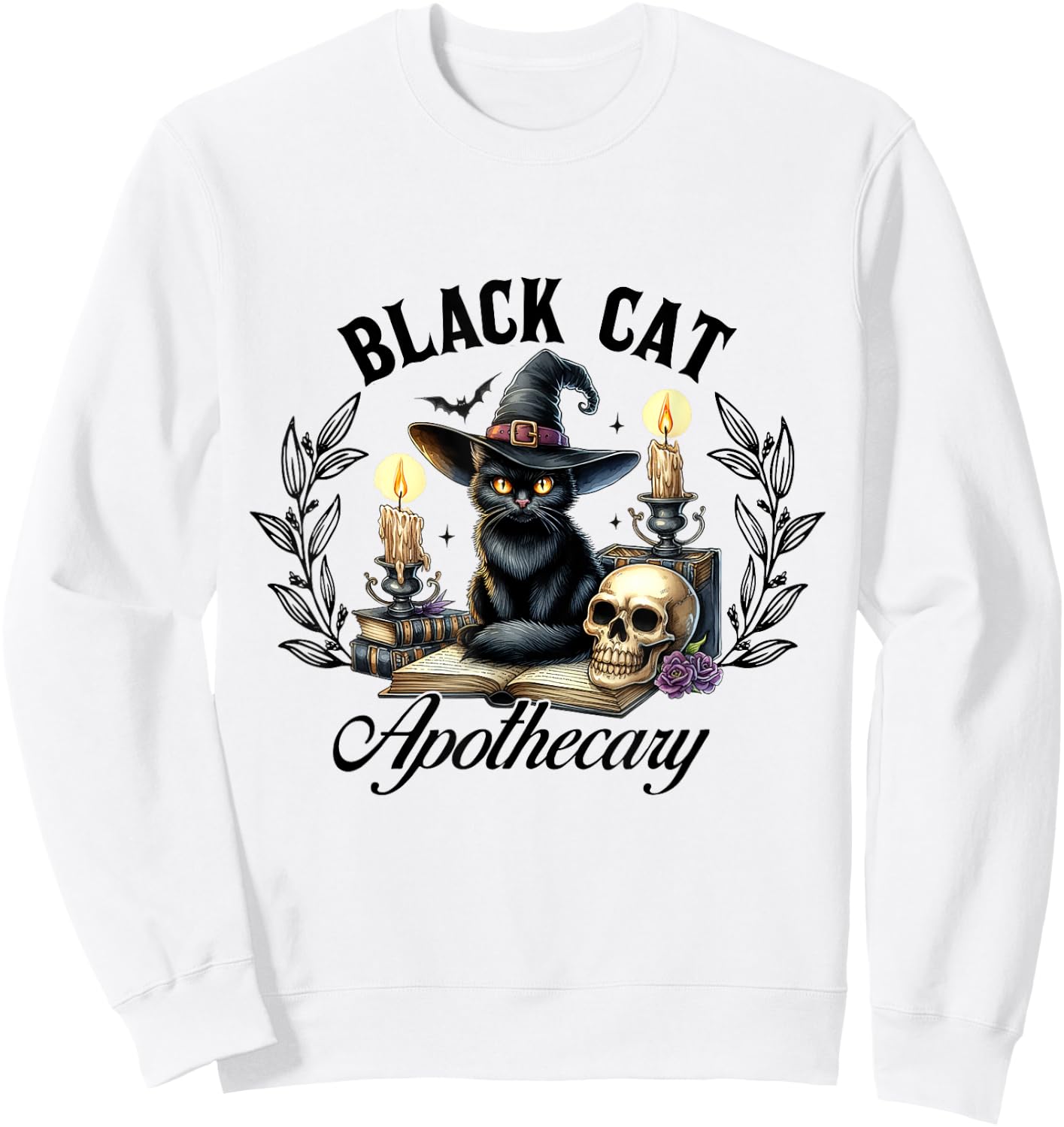 Black Cat Apothecary Funny Halloween Witchy Women Pet Love Sweatshirt - Sweatshirt | White