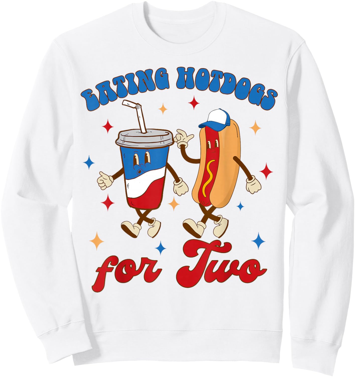 4th of July Pregnancy Announcement Eating Hotdogs for Two Sweatshirt - Sweatshirt | White