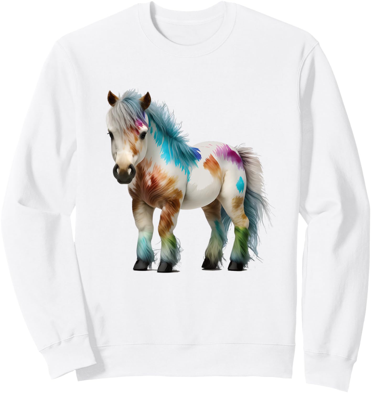Funny Miniature Horses Gifts Mini Horse Pet Tiny Horse Lover Pony Tie Dye Sweatshirt - Sweatshirt | White