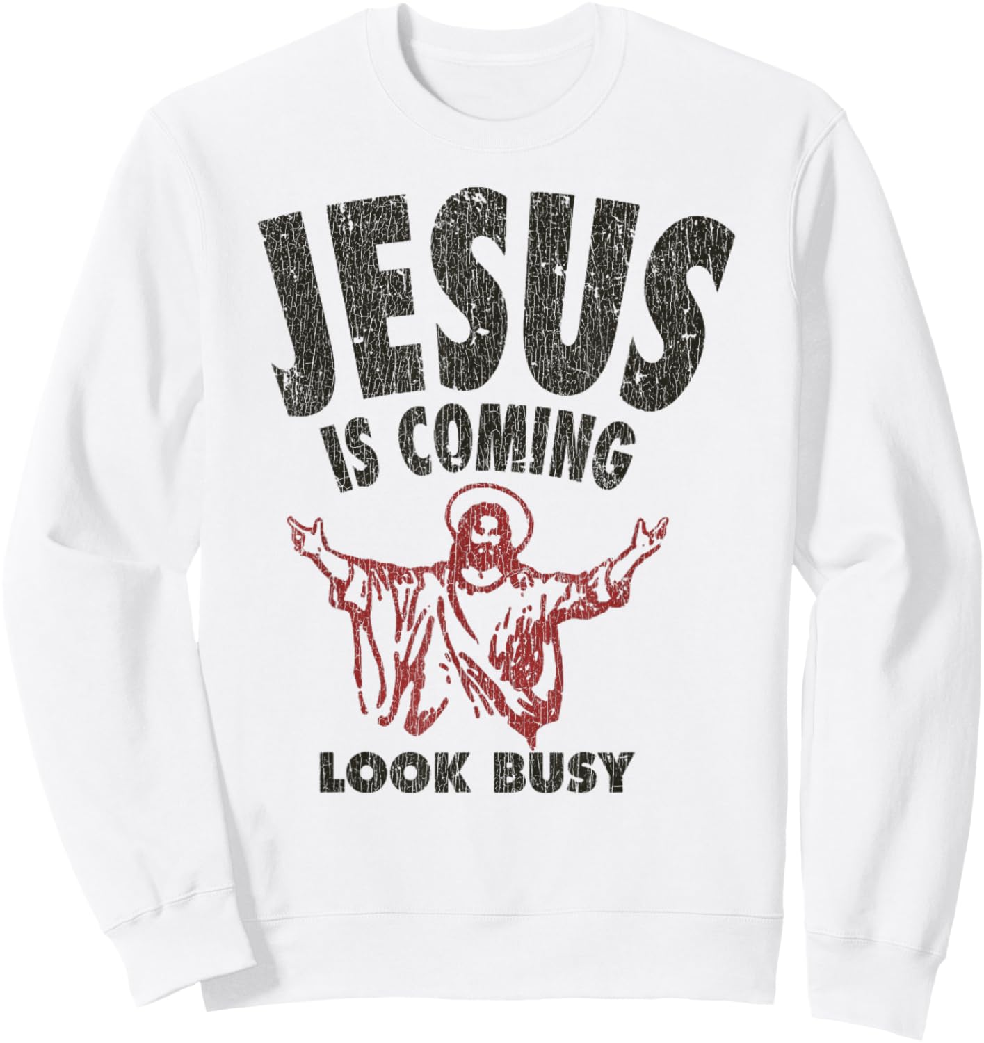 Vintage Jesus Is Coming, Look Busy 1992 Sweatshirt - Sweatshirt | White