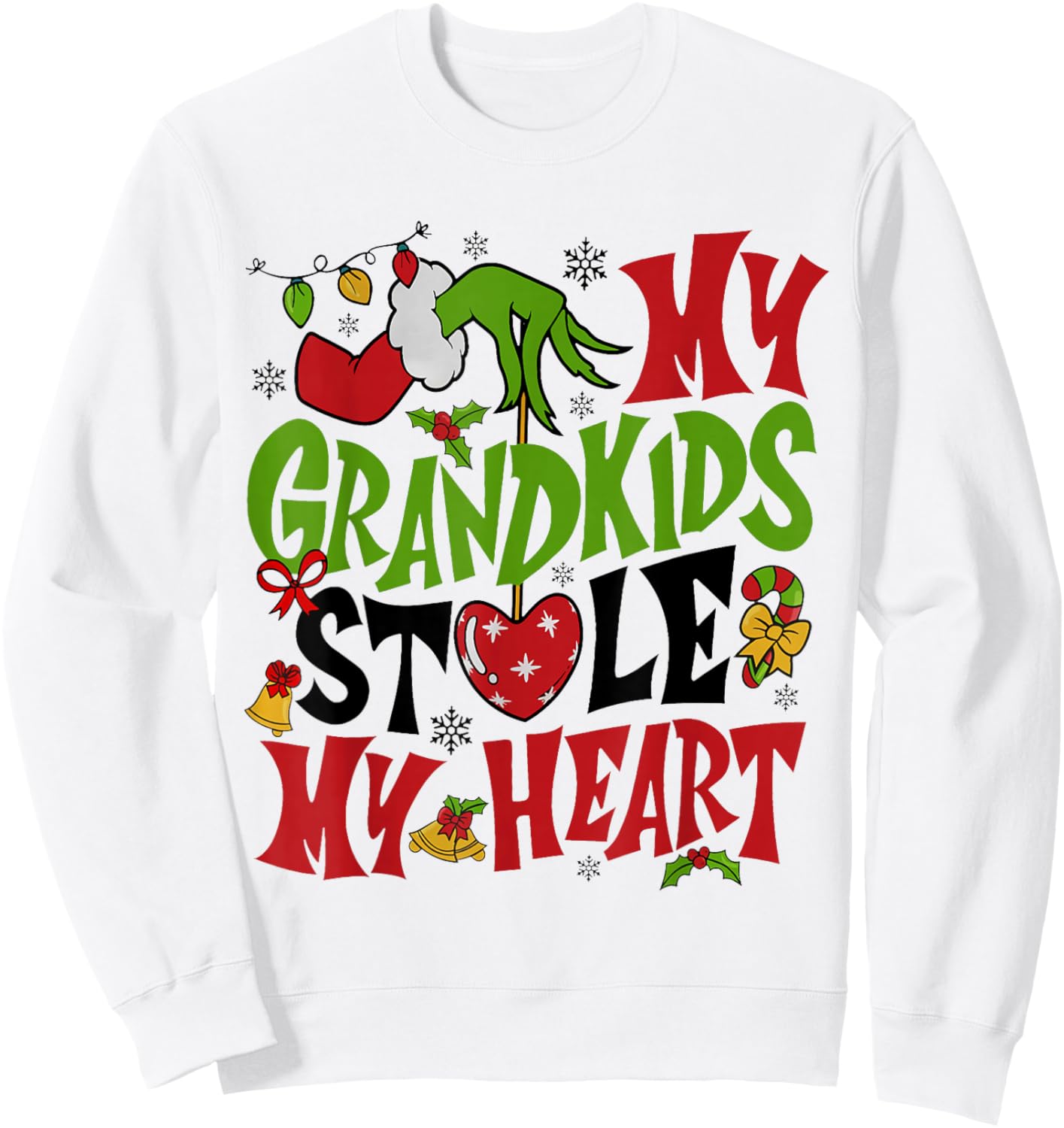 My Grandkids Stole My Heart Funny Christmas Vintage Xmas Sweatshirt - Sweatshirt | White