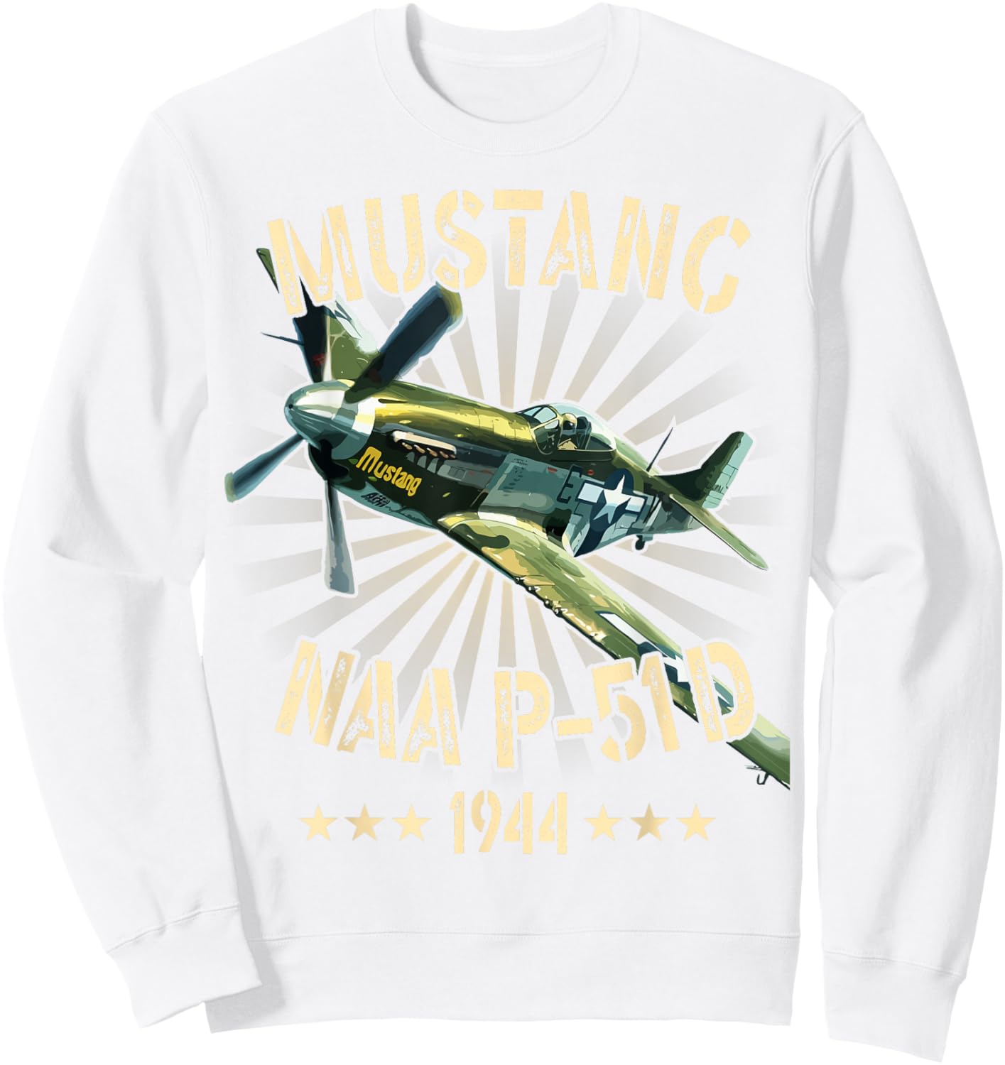 P-51D Mustang Vintage North American P-51D Fighter Warbirds Sweatshirt - Sweatshirt | White