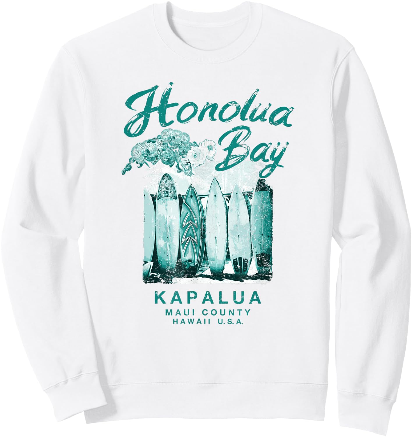 Hawaii Honolua Bay Maui Vintage Hawaiian Surfing Sweatshirt - Sweatshirt | White