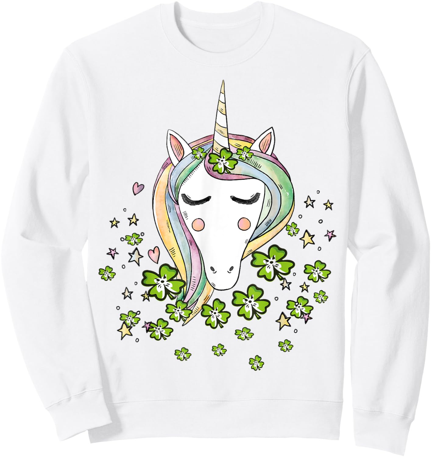 St Patricks Day Shamrock Unicorn Girls Irish Cool Green Kids Sweatshirt - Sweatshirt | White