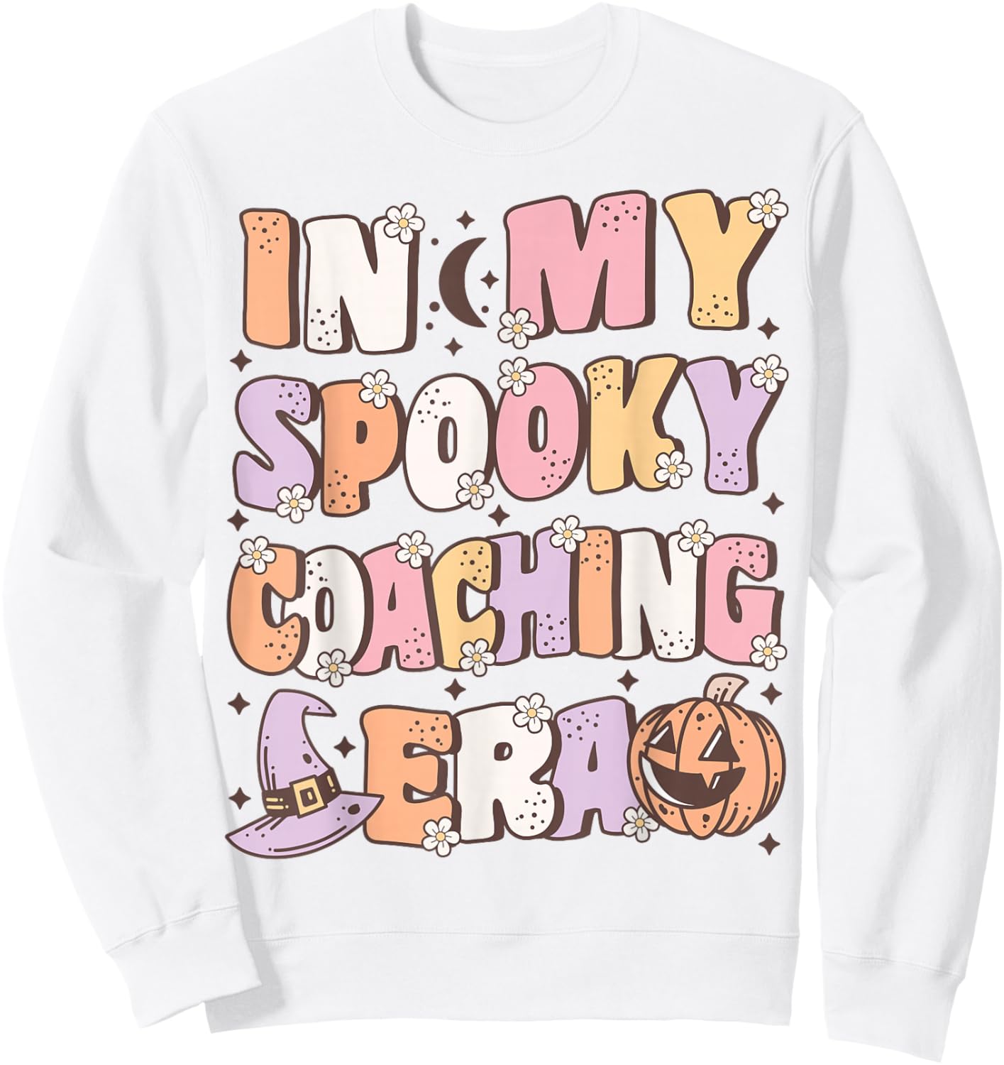 In My Spooky Coaching Era Cute Groovy Halloween School Coach Sweatshirt - Sweatshirt | White