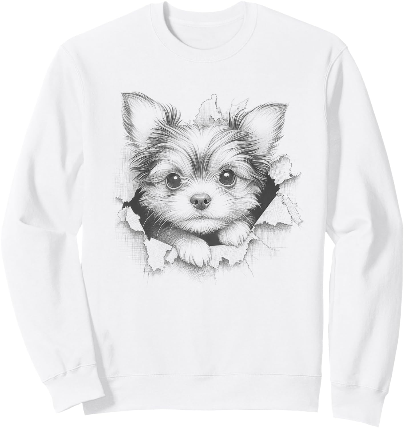Cute Chorkie Peeking Dog Design Women Kids Sweatshirt - Sweatshirt | White