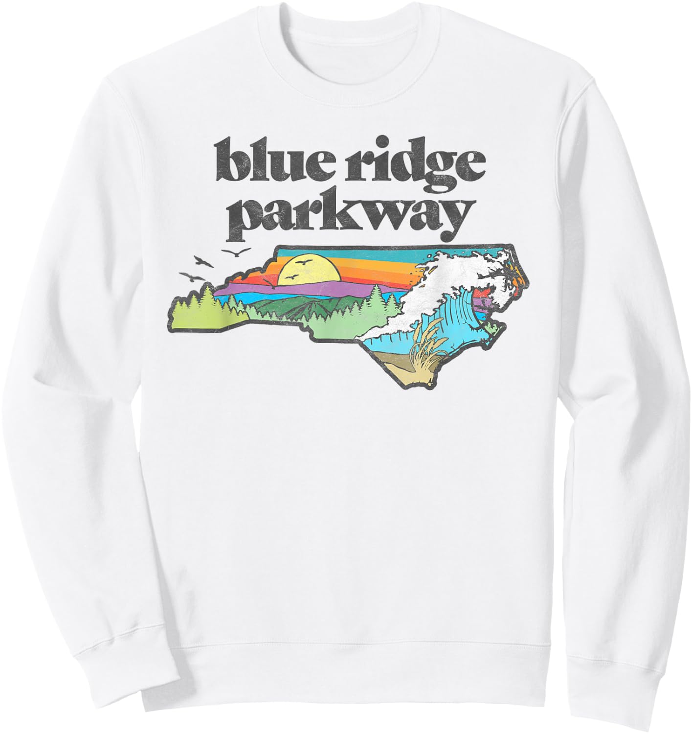 Blue Ridge Parkway North Carolina Retro Nature Sweatshirt - Sweatshirt | White