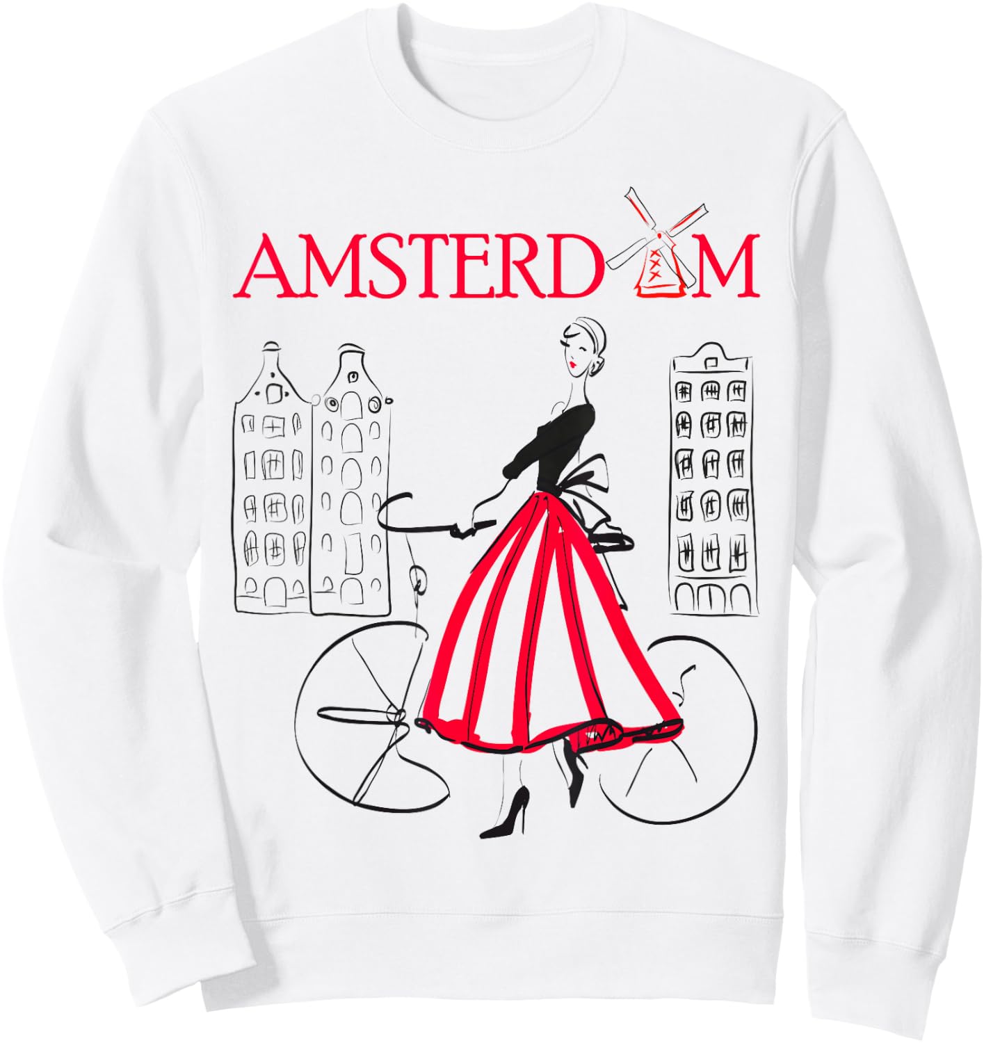Amsterdam Woman - Amsterdam Bicycle - 5 Colors Sweatshirt - Sweatshirt | White