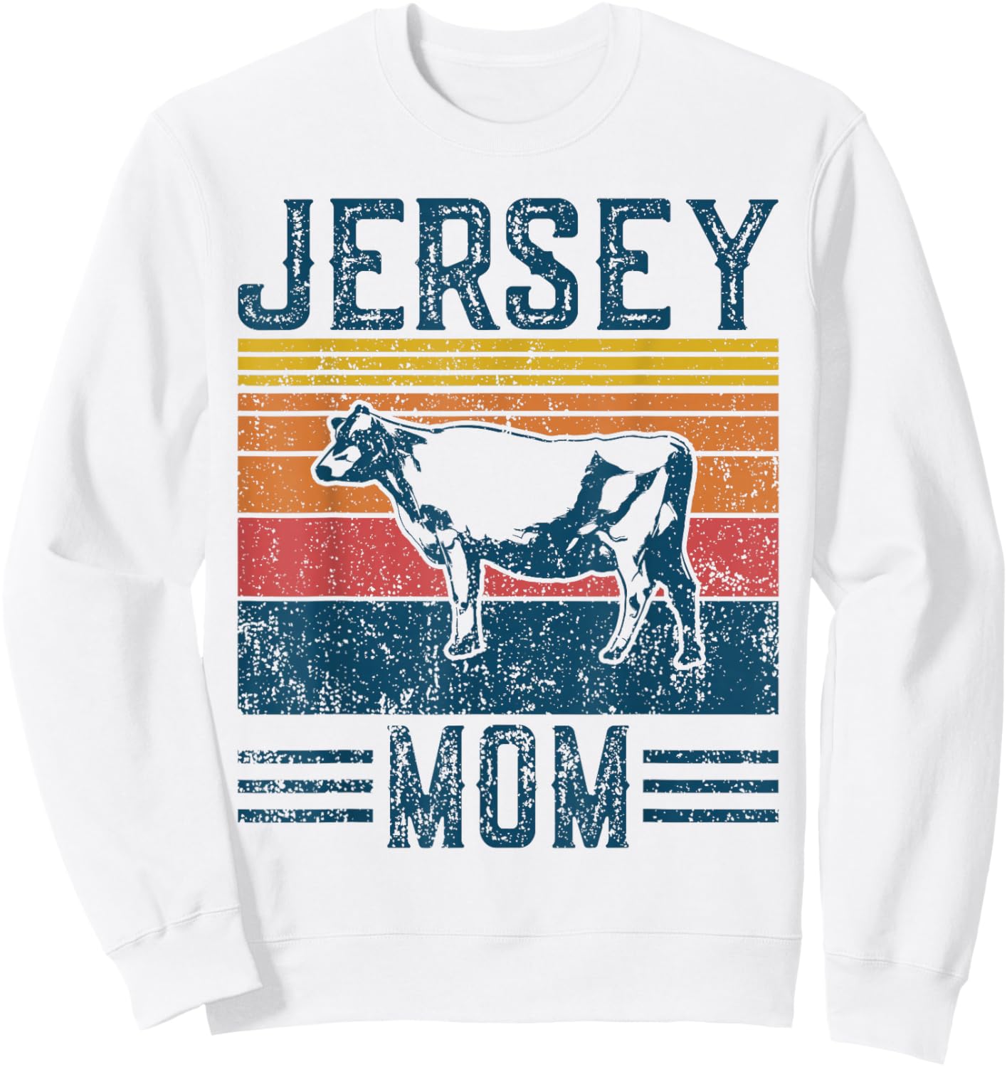 Best Cow Mom Women - Vintage Cattle Jersey Sweatshirt - Sweatshirt | White