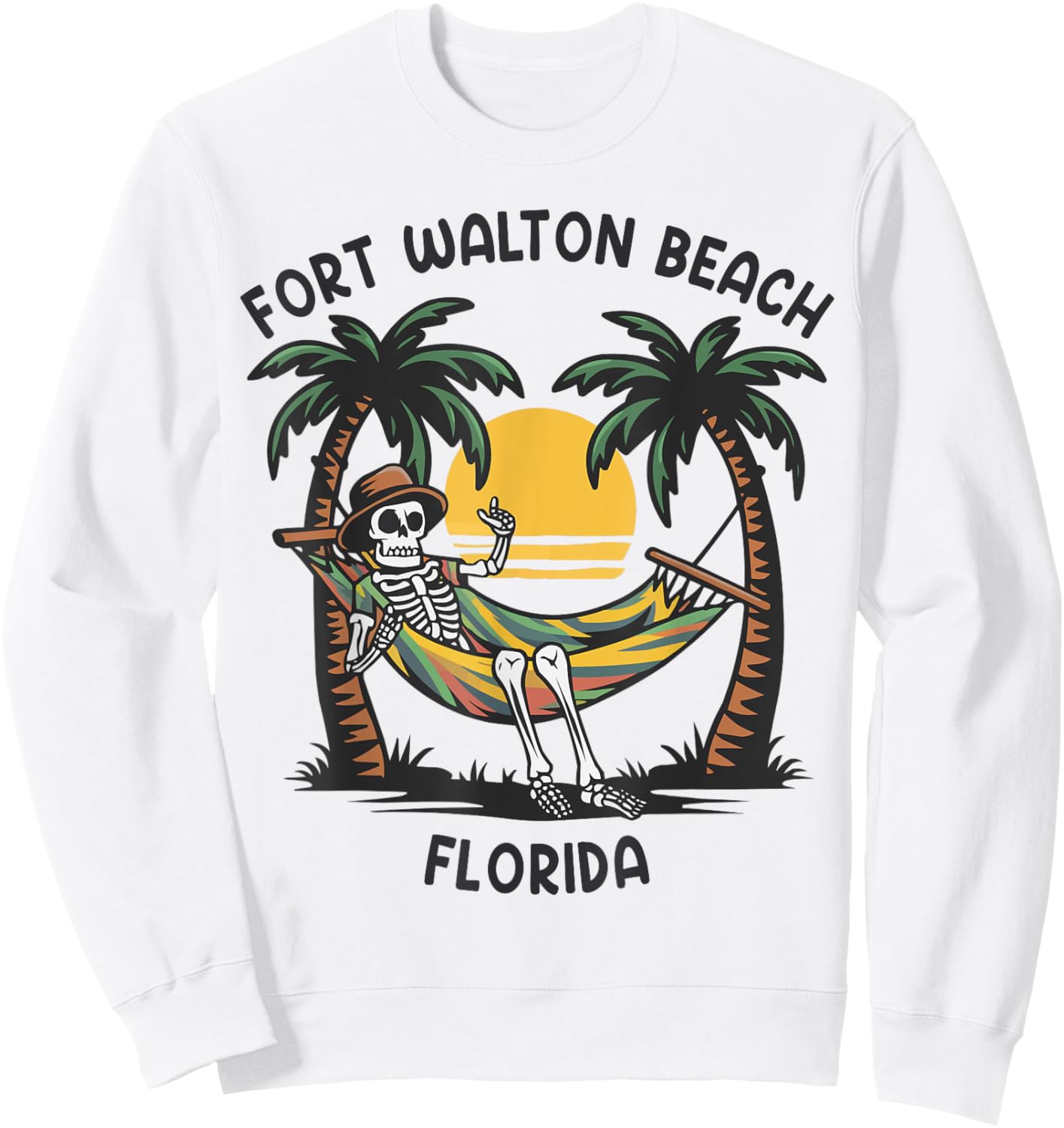 Vintage Fort Walton Beach Florida Palms FL Sunset Funny Men Women Sweatshirt - Sweatshirt | White