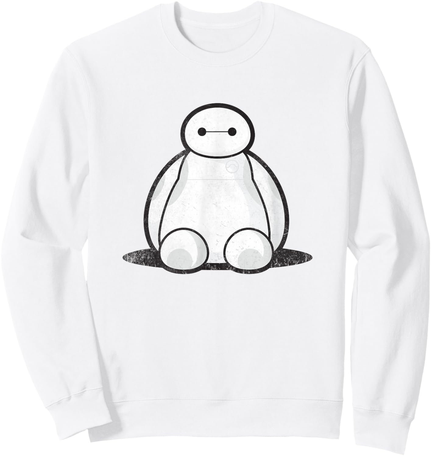 Disney Big Hero 6 Cute Baymax Sitting Distressed Shot Sweatshirt - Sweatshirt | White