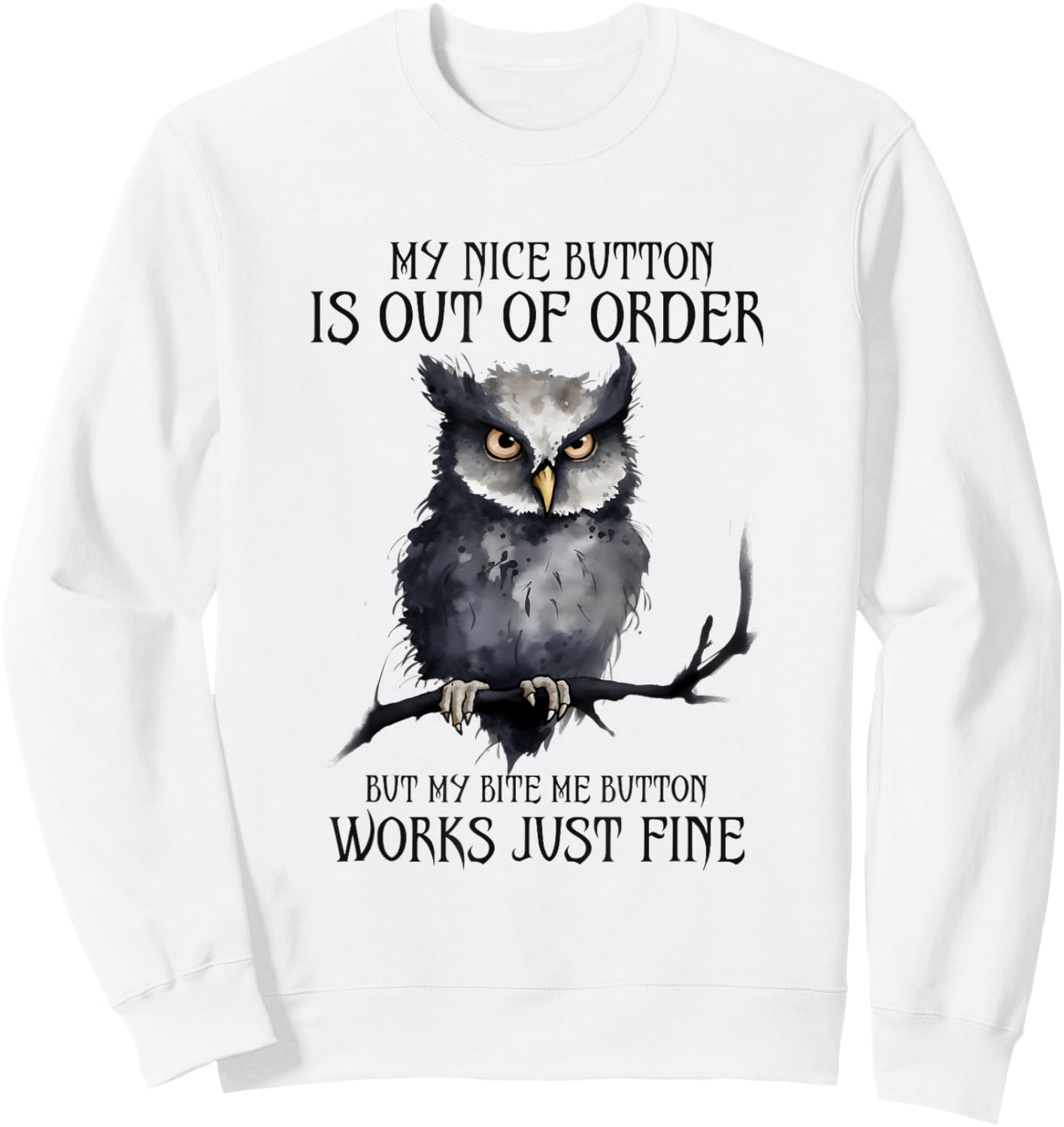 Funny Owl My Nice Button Is Out Of Order Sweatshirt - Sweatshirt | White