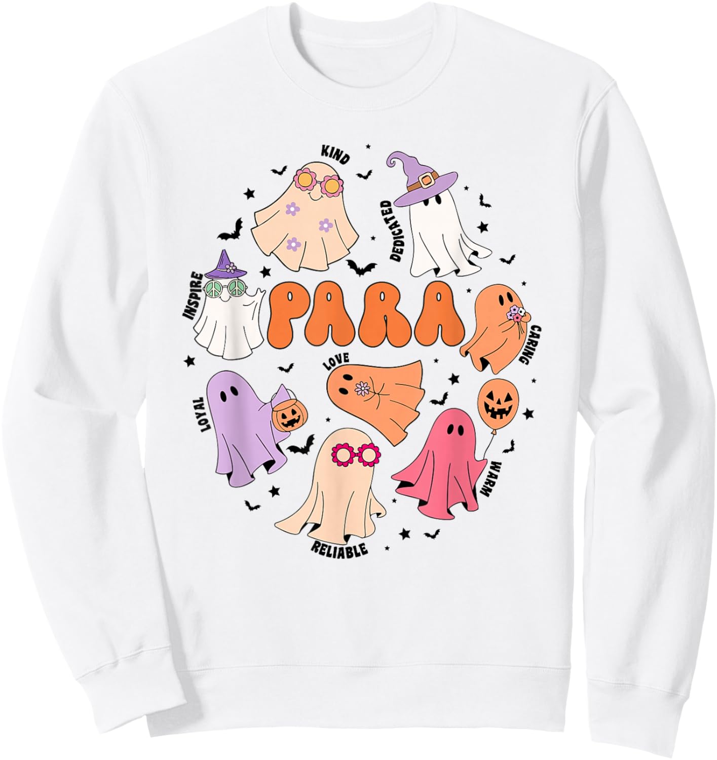 Groovy PARA Ghosts Retro Parapro Halloween Paraprofessional Sweatshirt - Sweatshirt | White