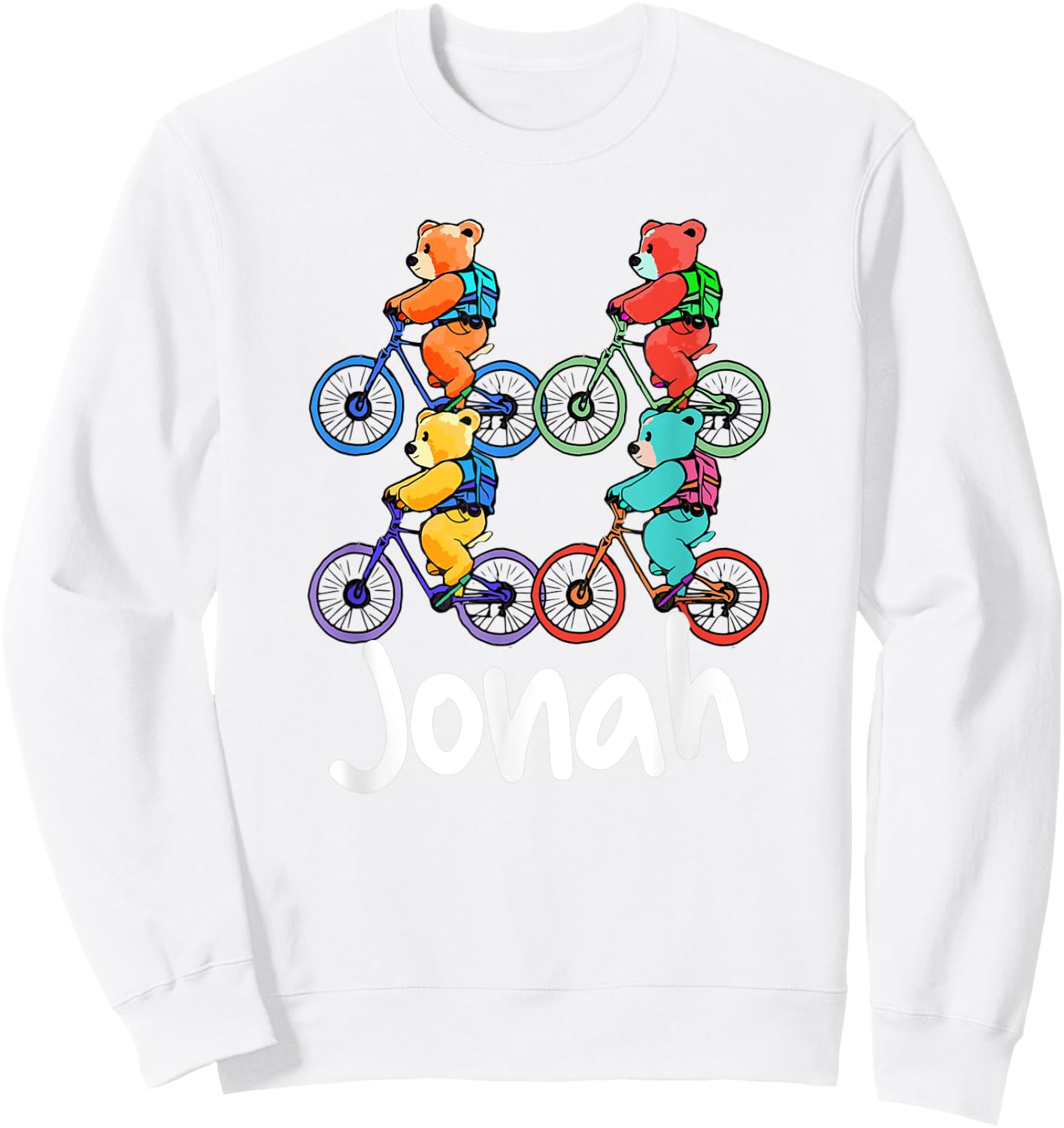 Jonah Cute Teddy Bears And Bikes Bicycle Design Sweatshirt - Sweatshirt | White