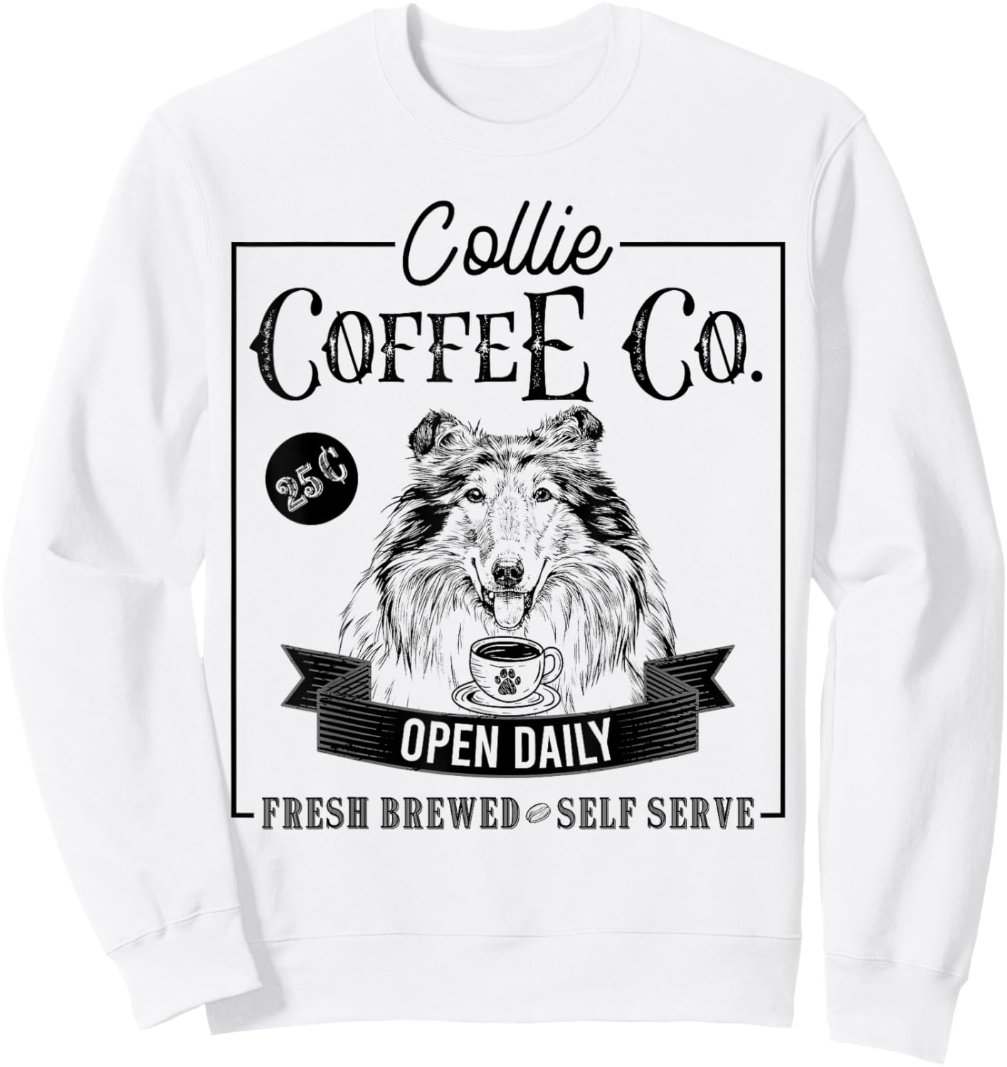 Retro Rough Collie Coffee Funny Dog Mom Coffee Lover Women Girls Kids Sweatshirt - Sweatshirt | White