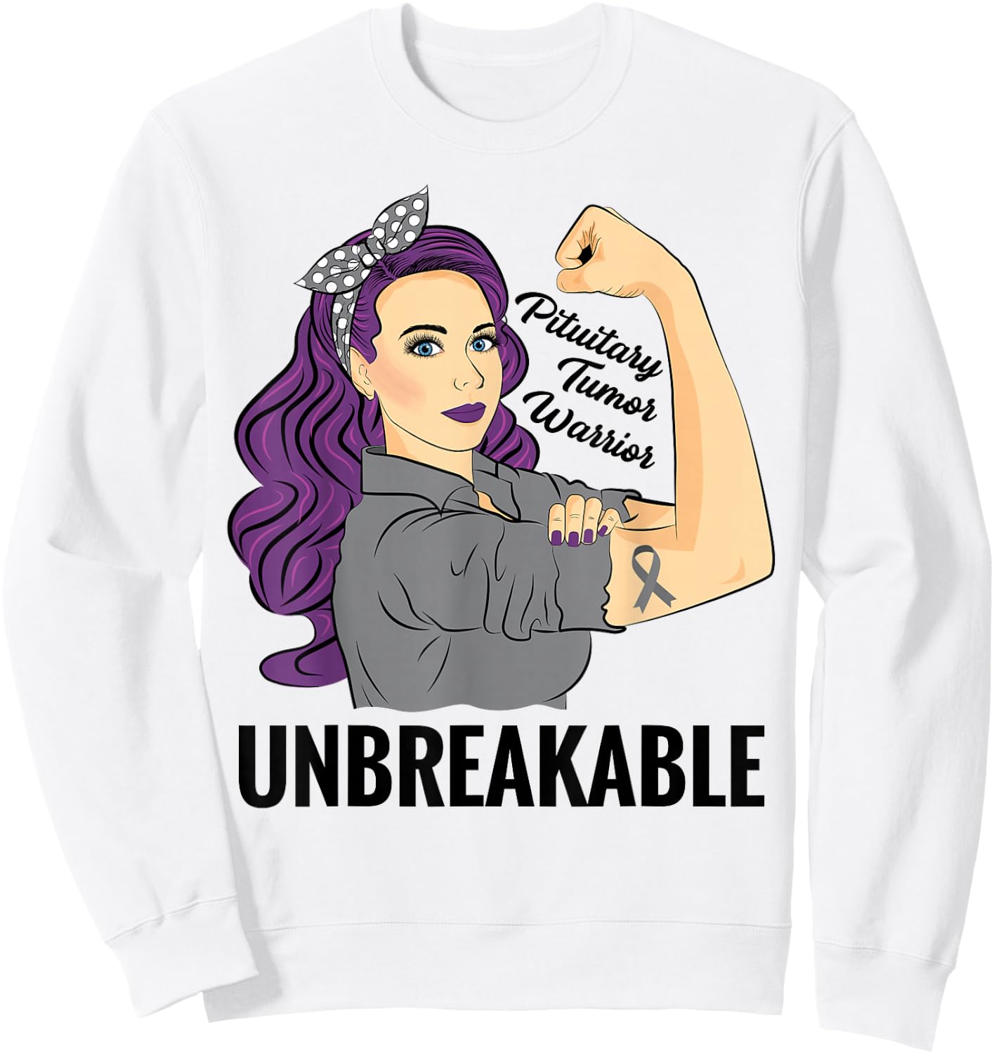 Pituitary Tumor Warrior Unbreakable Gland Awareness Sweatshirt - Sweatshirt | White