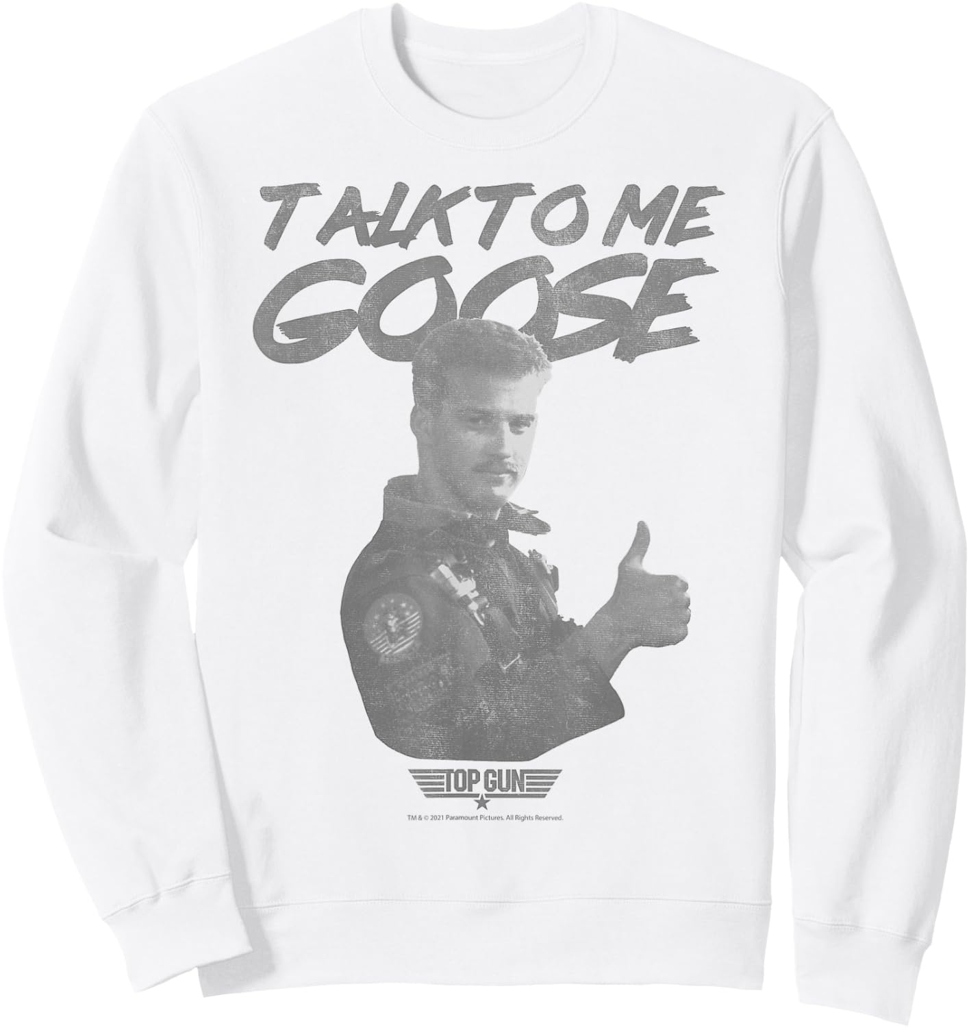 Top Gun Talk to Me Goose Thumbs Up Sweatshirt - Sweatshirt | White