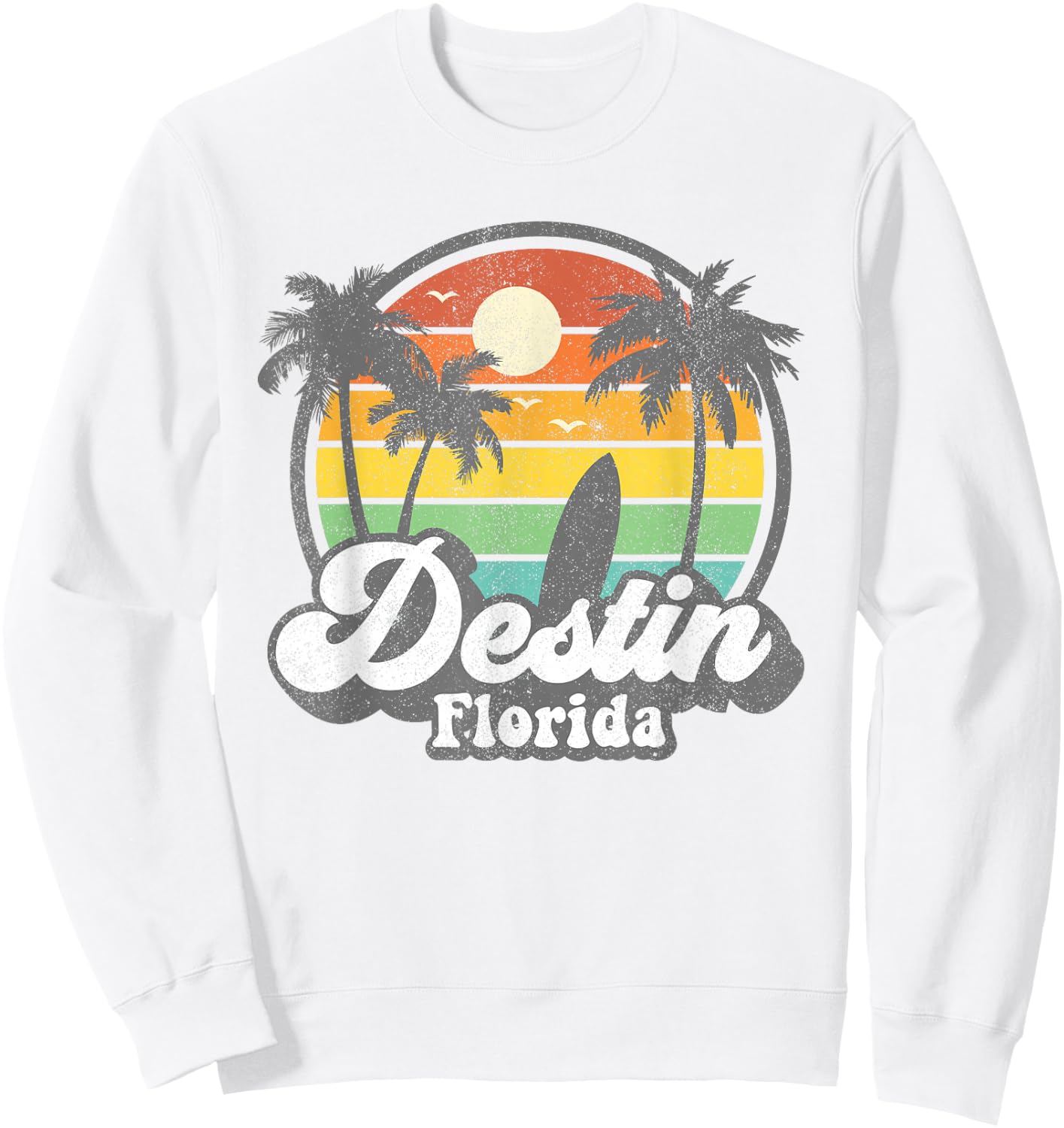 Vintage Destin Florida Beach Surfing Retro 70s Surf Gift Sweatshirt - Sweatshirt | White