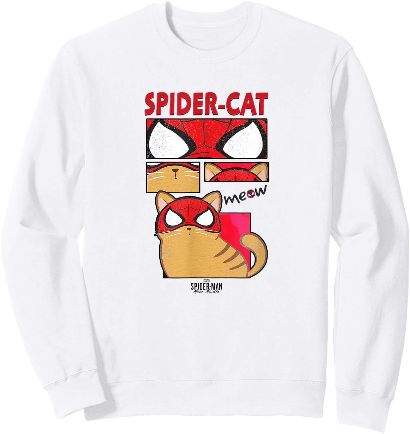 Marvel Spider-Man: Miles Morales Spider-Cat Comic Panels Sweatshirt - Sweatshirt | White