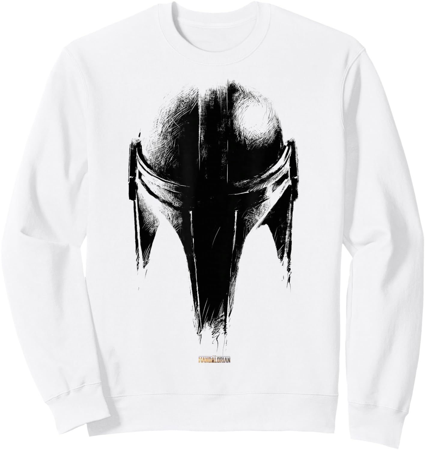 Star Wars The Mandalorian Dark Helmet Sketched Sweatshirt - Sweatshirt | White