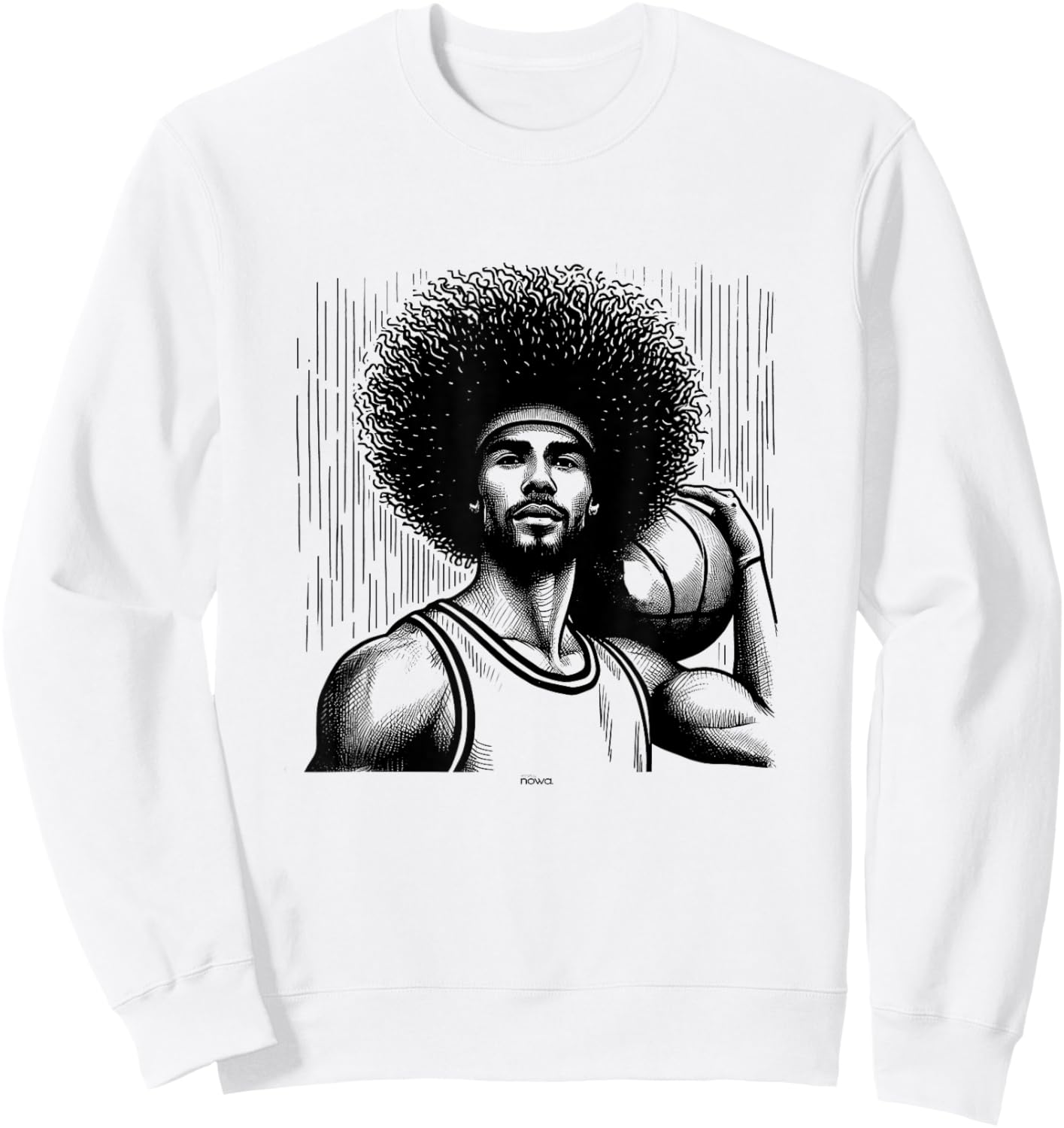 Impressive Afro Basketball Hairdo Sweatshirt - Sweatshirt | White