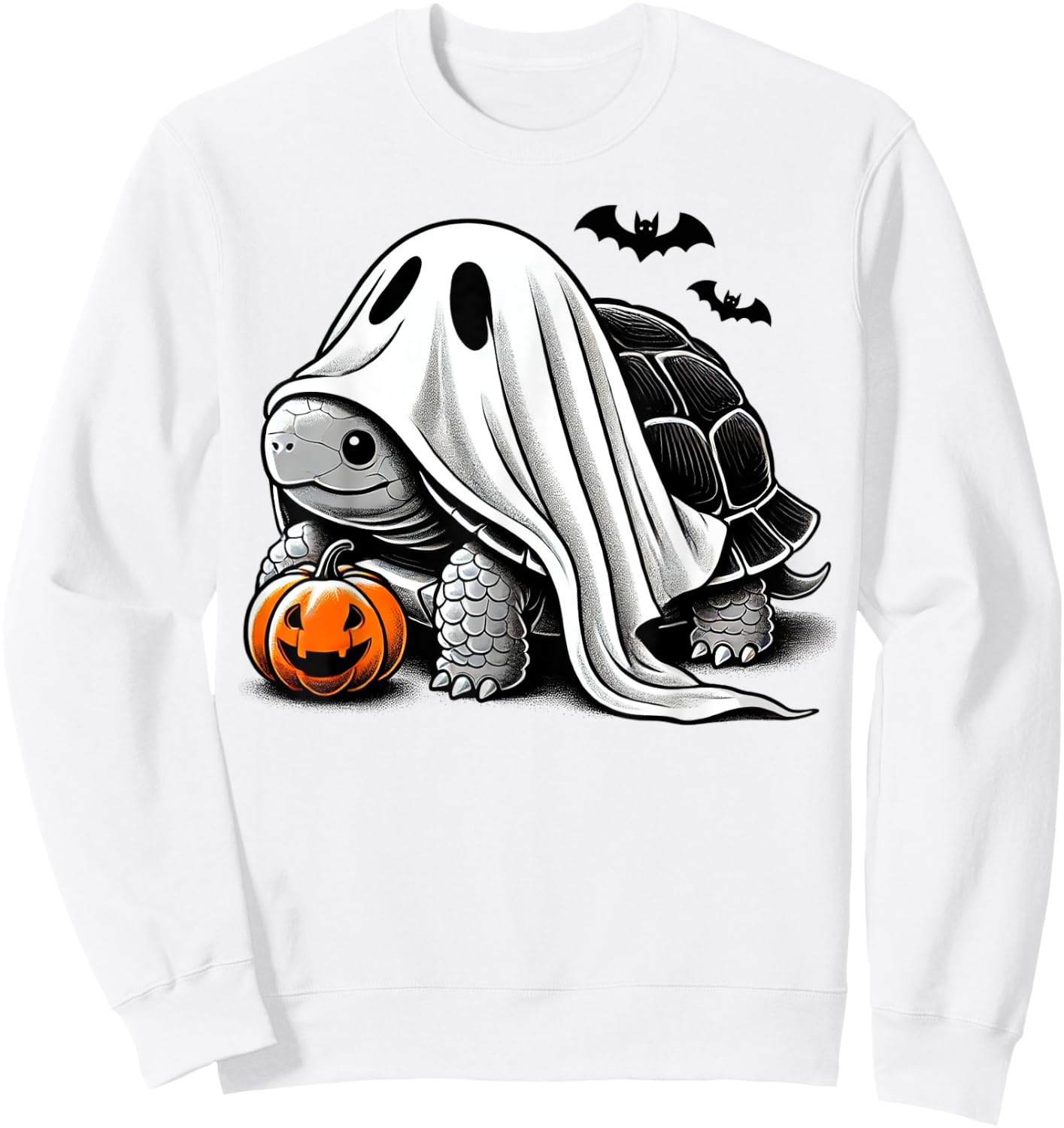 Halloween Turtle Ghost Pumpkin Costume Terrapin Tortoise Sweatshirt - Sweatshirt | White