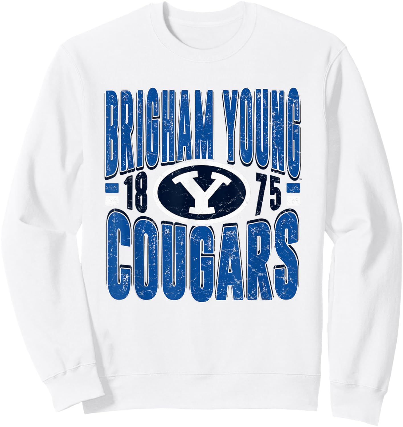 BYU Cougars Vintage 90's Retro Gray Officially Licensed Sweatshirt - Sweatshirt | White