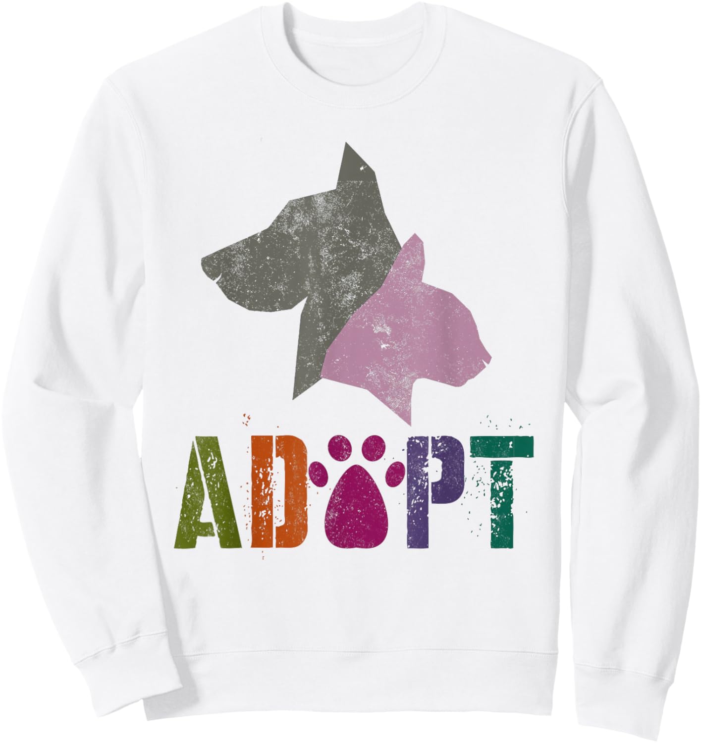 Vintage ADOPT Animal Rescue Shelter Cat Dogs Adoption Foster Women Kids Sweatshirt - Sweatshirt | White