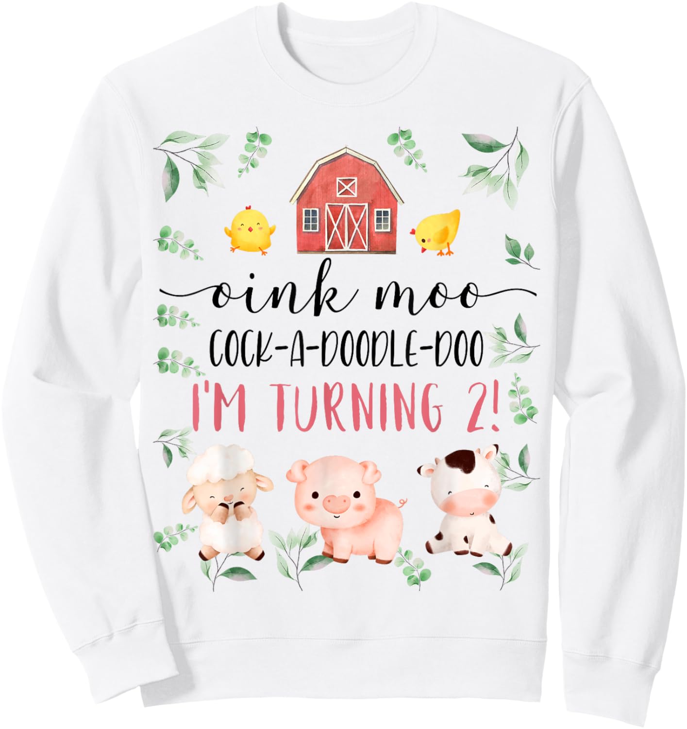 2nd Birthday Oink Moo Cockadoodle Doo Second Bday Party Sweatshirt - Sweatshirt | White